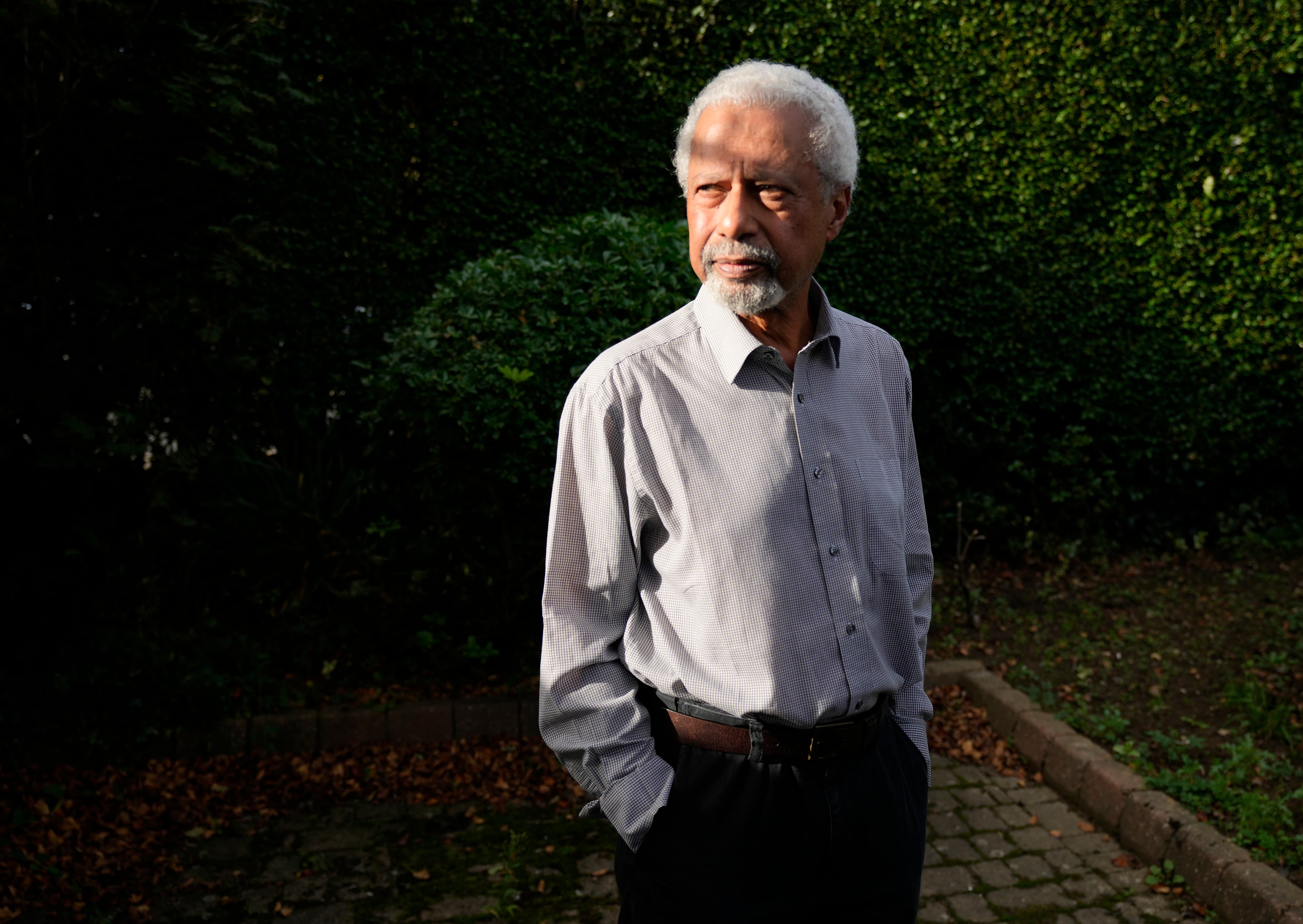 Tanzanian writer Abdulrazak Gurnah poses for a photo at his home in Canterbury, England, Thursday, Oct. 7, 2021.