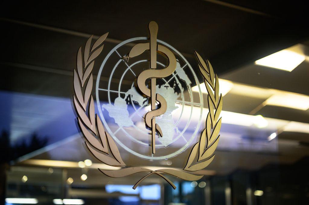 The World Health Organization (WHO) sign at its headquarters. 