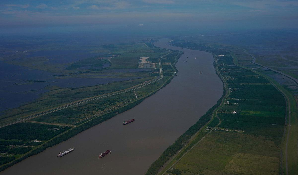 The Mississippi River near New Orleans, Louisiana.