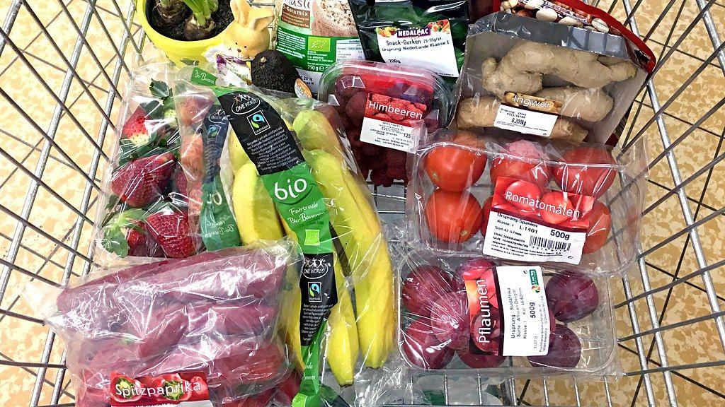 Fruits and vegetables are often wrapped in plastics containing chemicals harmful to human health