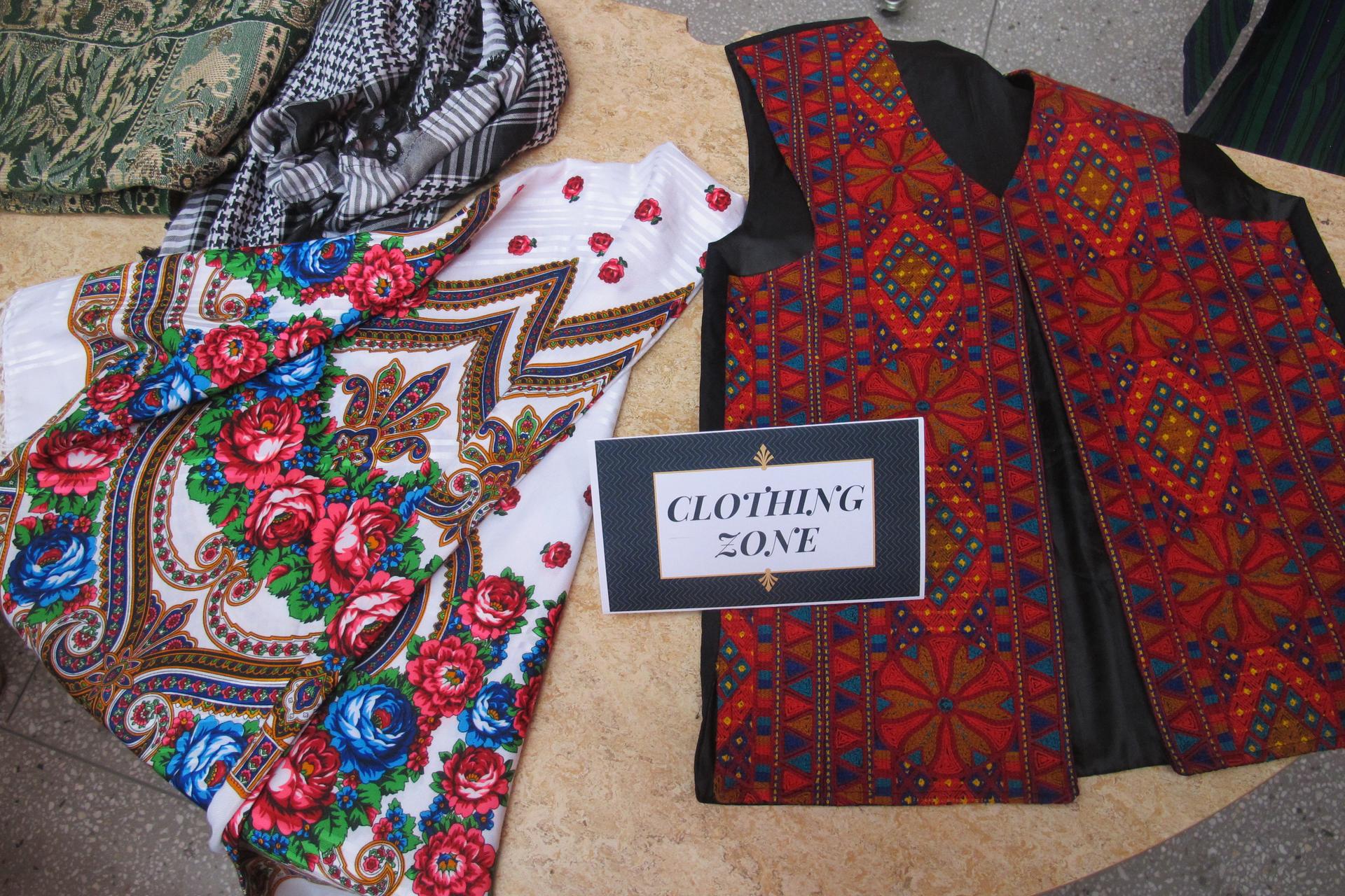 Traditional clothes on display at the Afghan Culture Day at the American University of Central Asia (AUCA) in Bishkek, Kyrgyzstan.