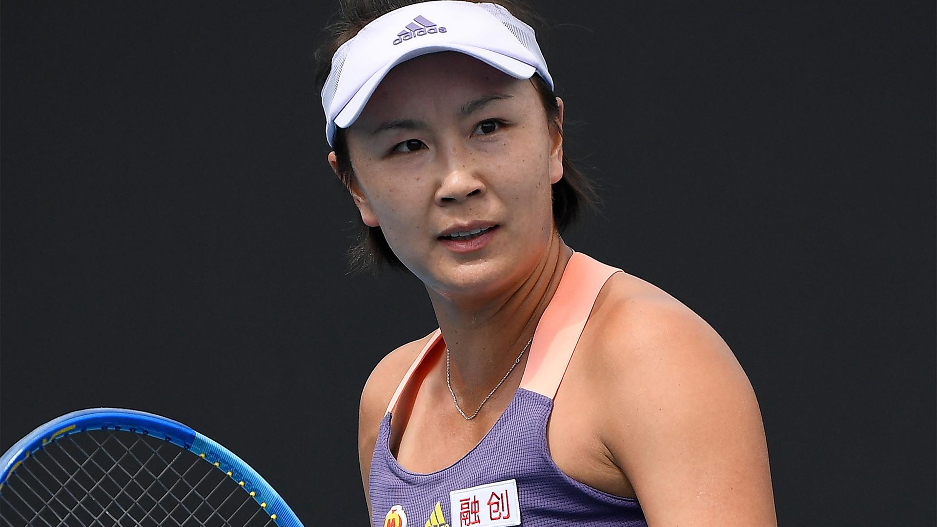 China's Peng Shuai reacts during her first round singles match against Japan's Nao Hibino at the Australian Open tennis championship in Melbourne, Australia