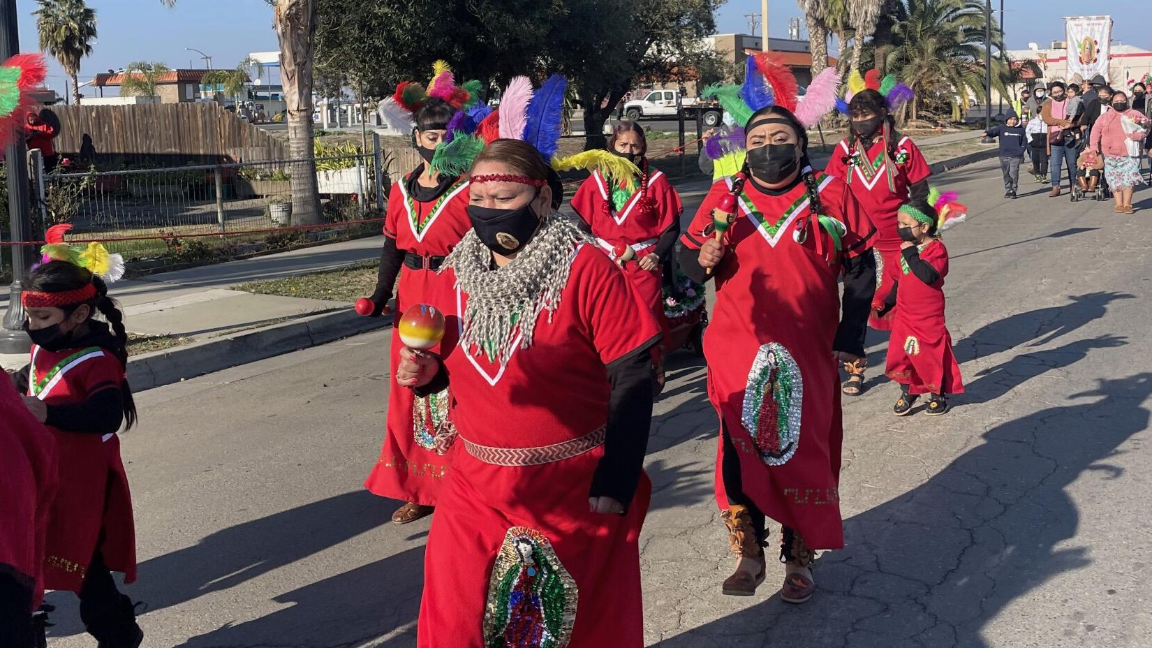 Firebaugh residents perform traditional Aztec dances for the Virgen de Guadalupe celebration.