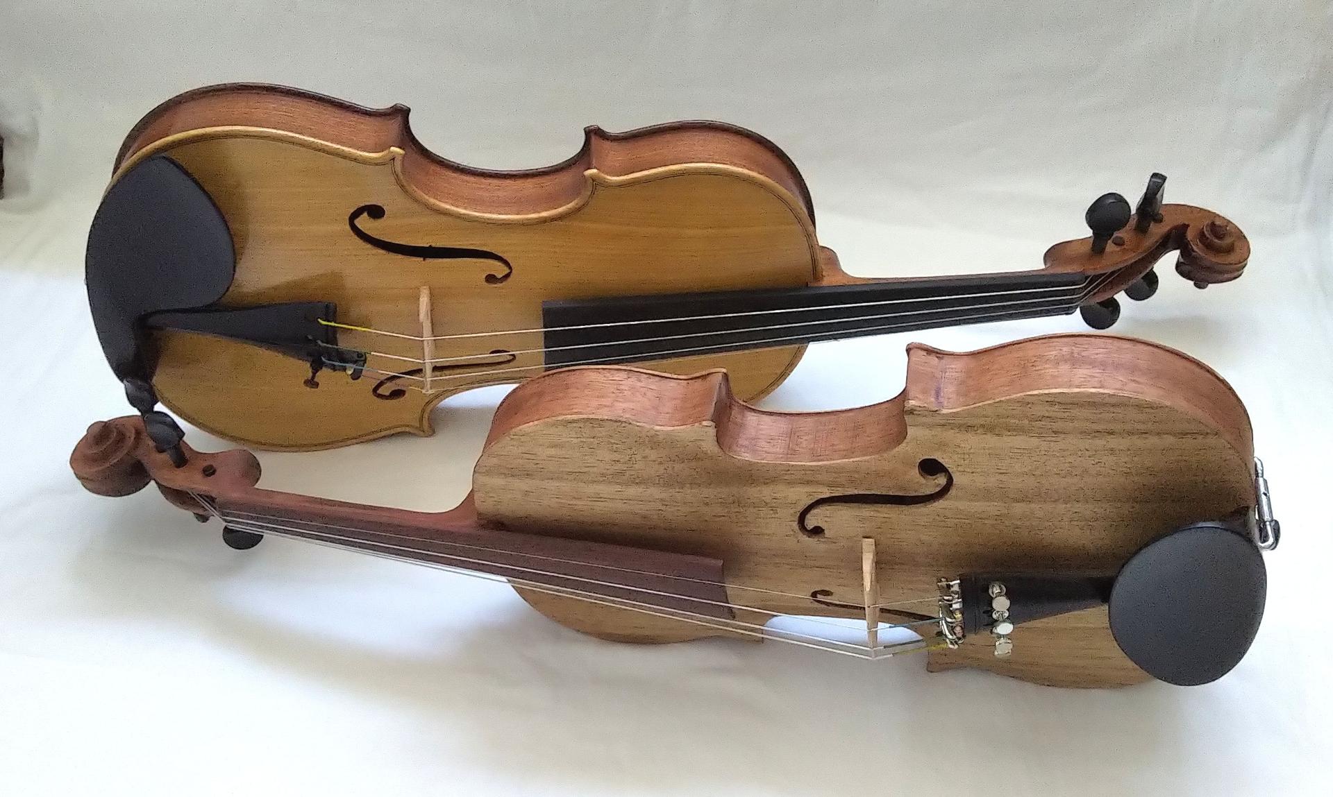  Two violins constructed by the researchers of the article