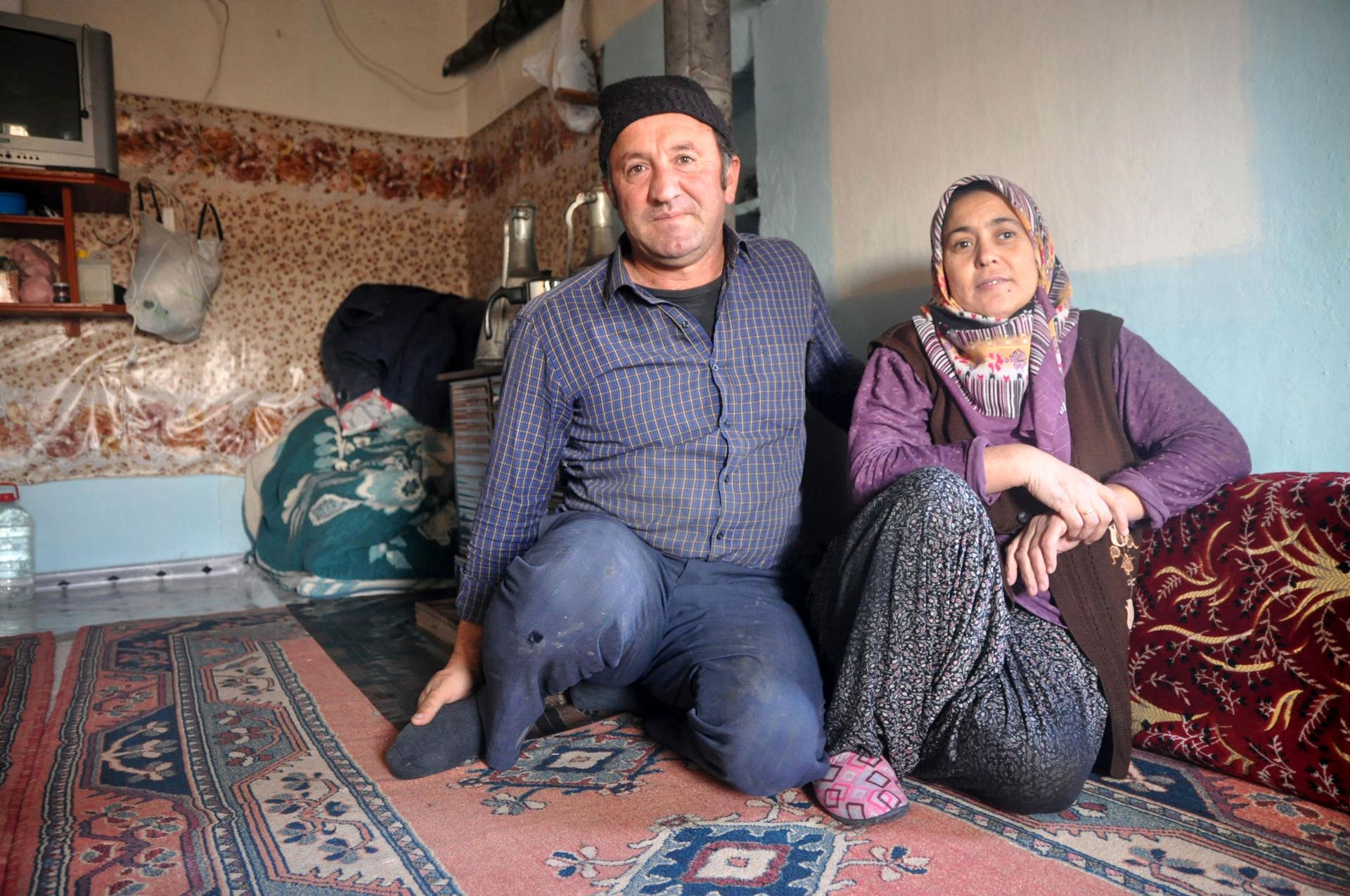 Cafer Ata and his wife, Atiye, at their home in a village near the town of Karapinar.