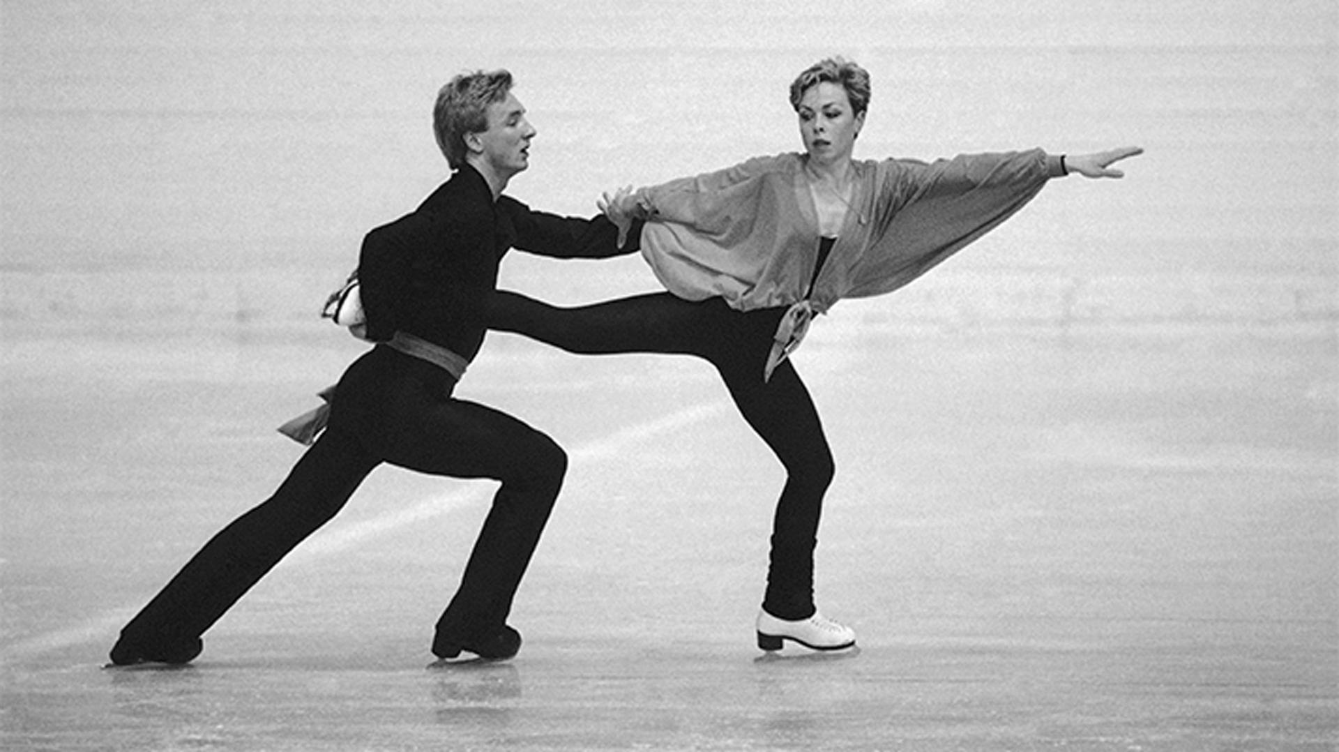 World champion ice dancers Christopher Dean and Jayne Torvill of Great Britain are shown during their first workout, a few hours after they arrived for the Winter Olympic Games in Sarajevo