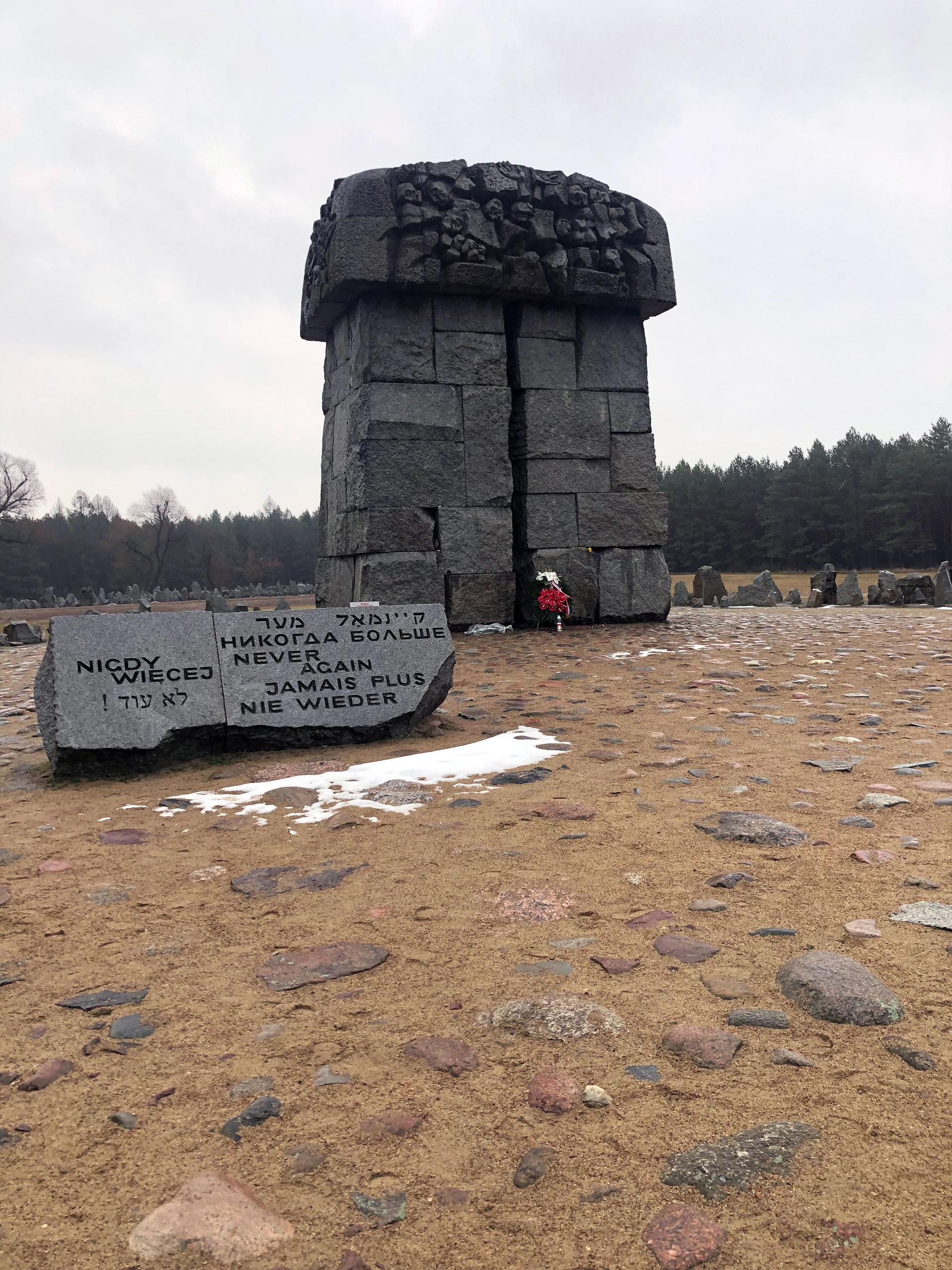 A monument at Treblinka reads 