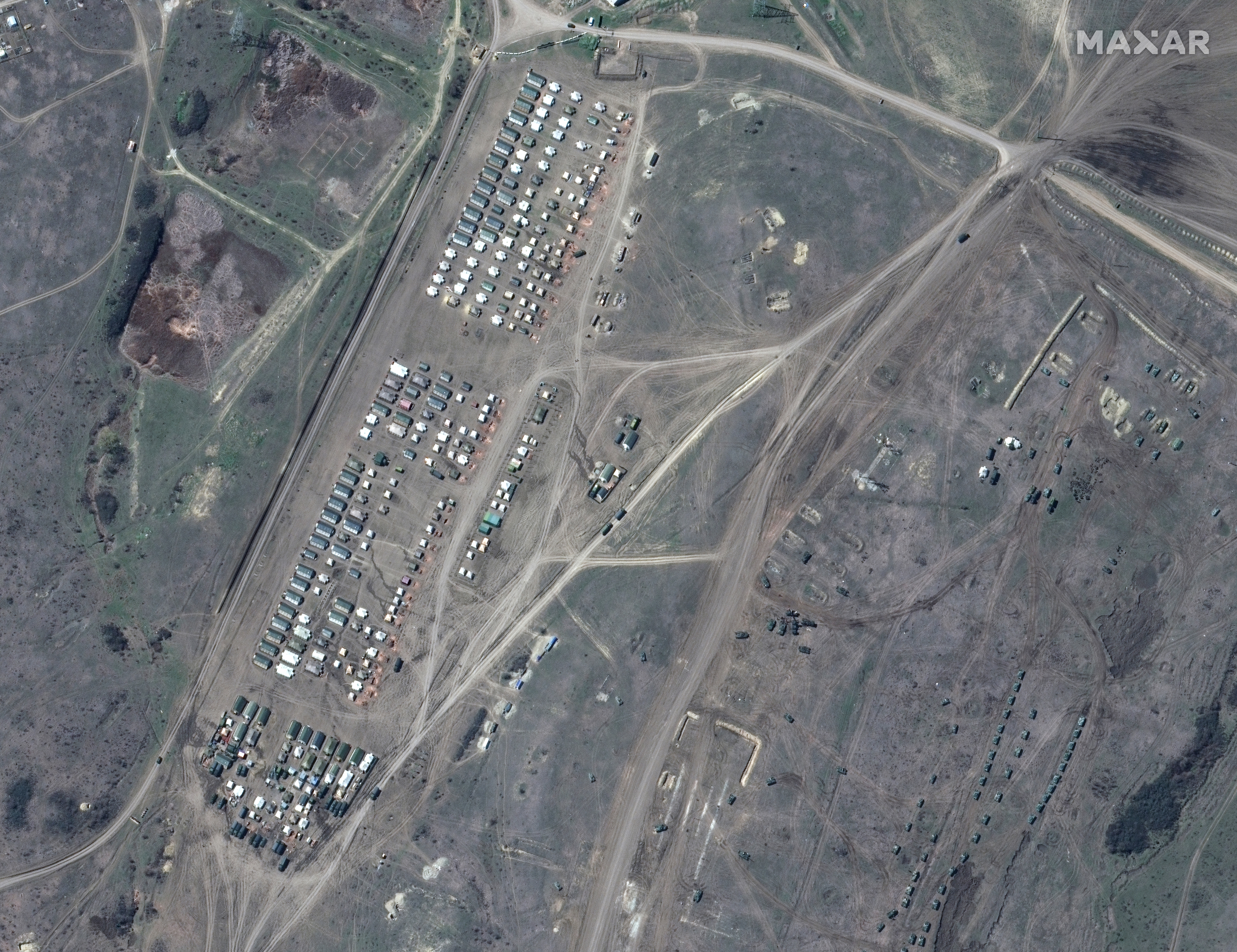 Commercial satellite companies provide views once reserved for governments, like this image of a Russian military training facility in Crimea. 