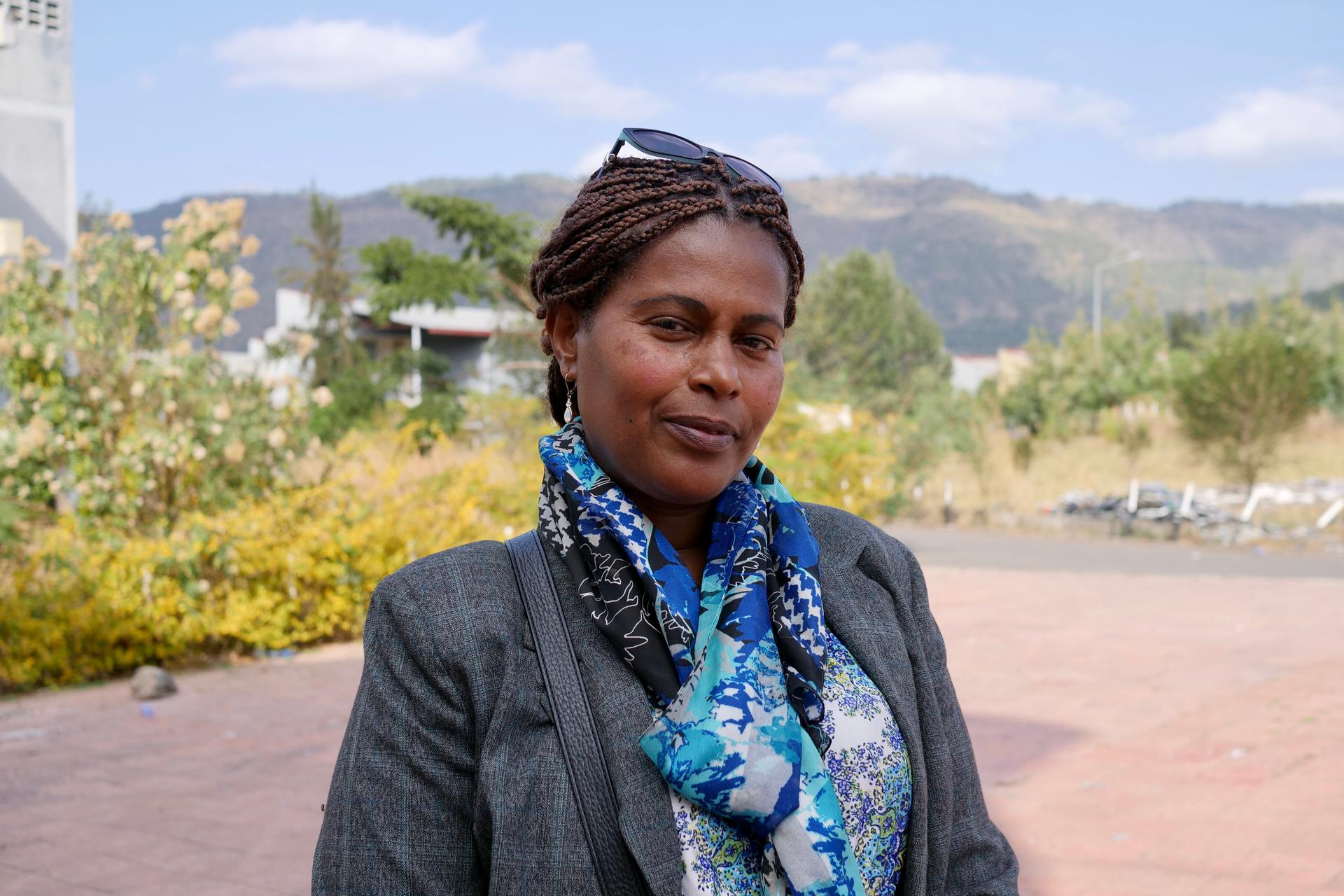Mastewal Mekonnen is a psychological counselor at Addis Ababa University. Here, she's volunteering at a support program for victims of sexual and gender-based violence in Woldiya University, Woldiya, Ethiopia. Feb. 19, 2022.
