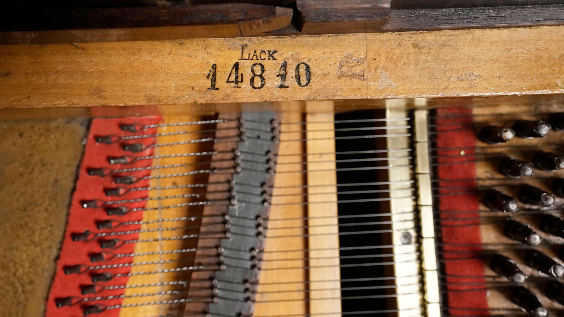 The serial number 14810 inside the last piano that Frederic Chopin played and composed on, and that after his death in 1849 in Paris came to his family in Warsaw. 
