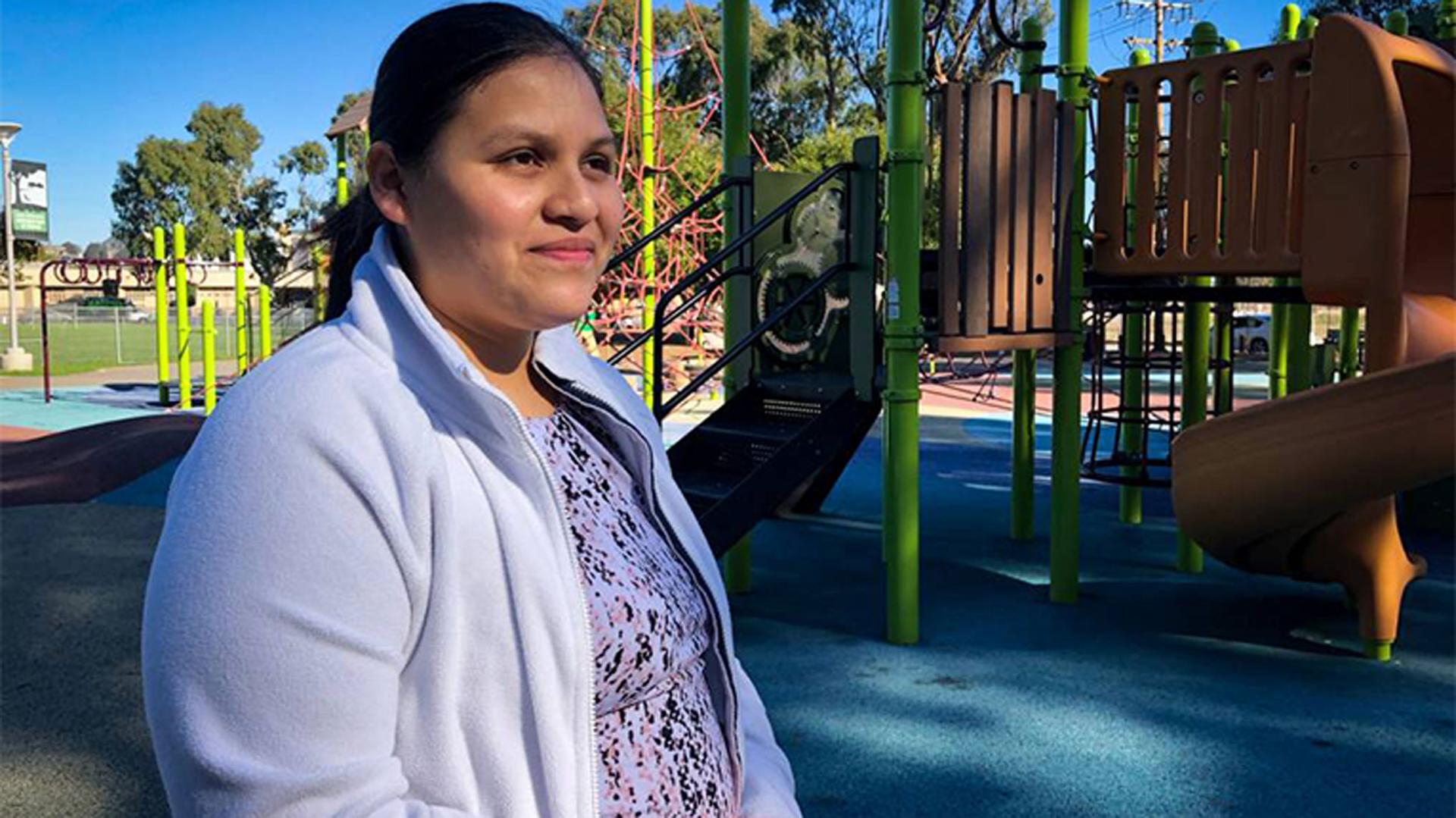 At a playground in San Francisco, Deisy Ramírez reflects on how she found safety here after fleeing captivity in Guatemala