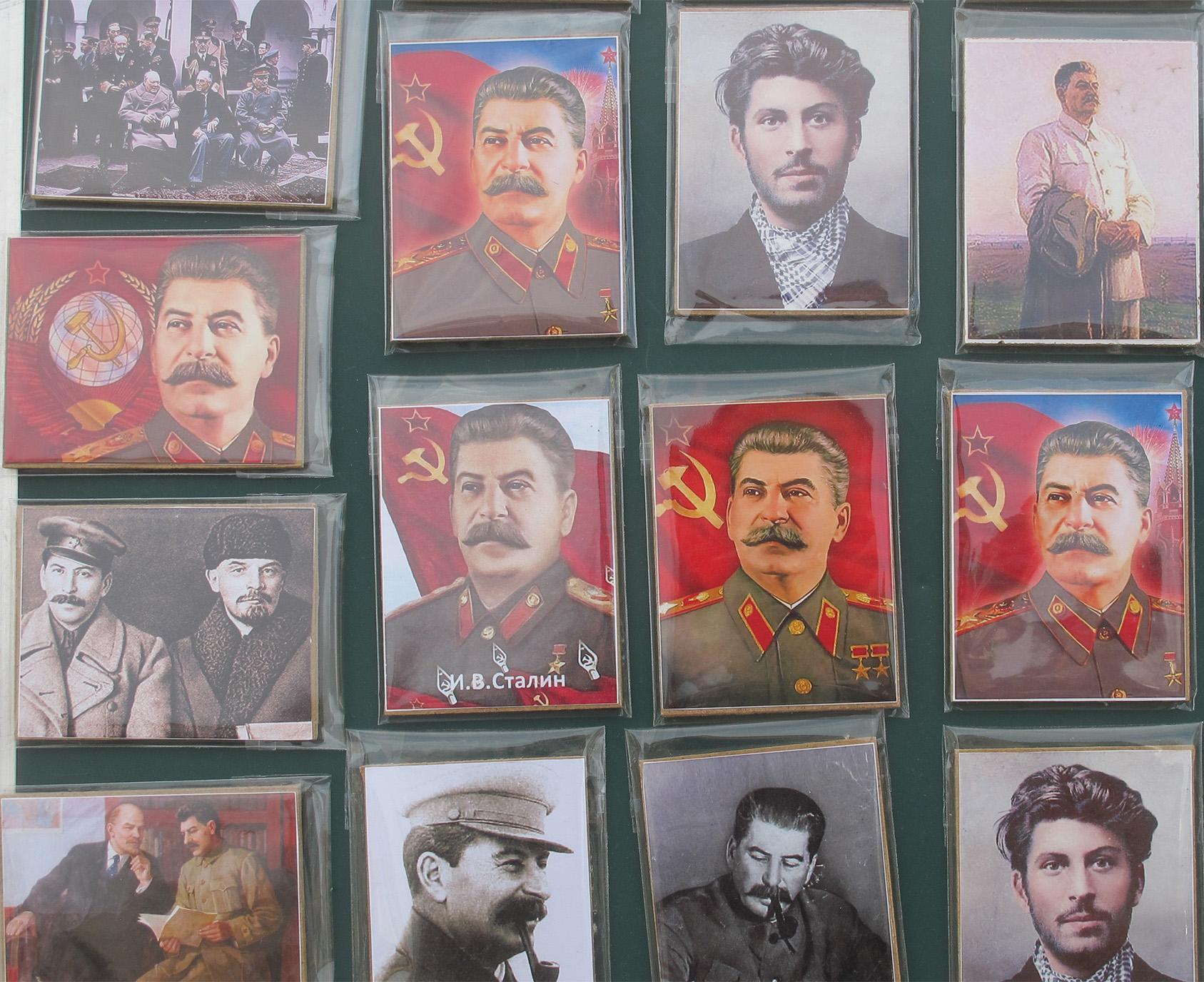 Stalin refrigerator magnets for sale outside the Stalin Museum in Gori, Georgia
