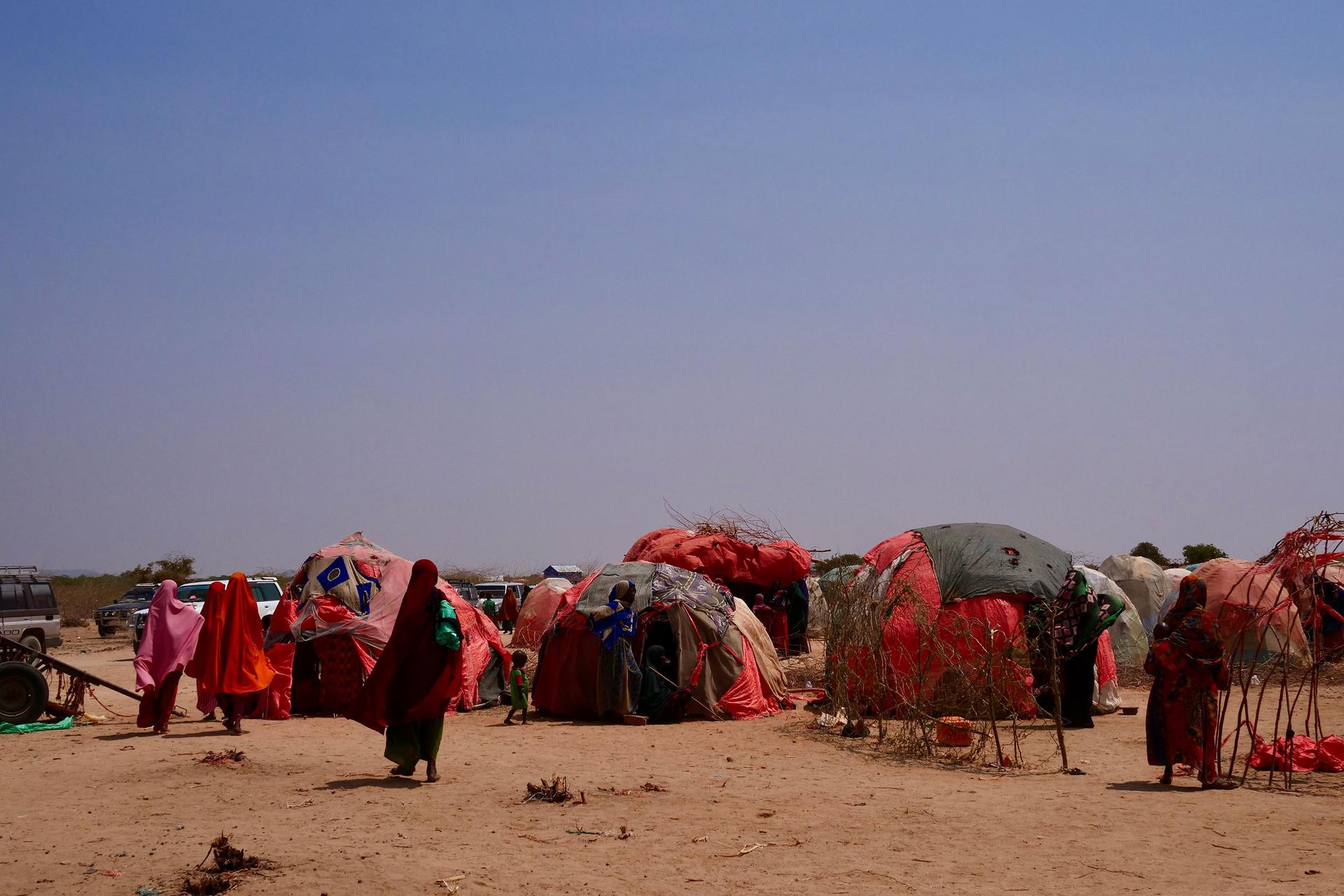 More than 600,000 people have become displaced due to the ongoing drought in Somalia. Many end up at camps like this one in Luuq, Somalia, March 21, 2022.