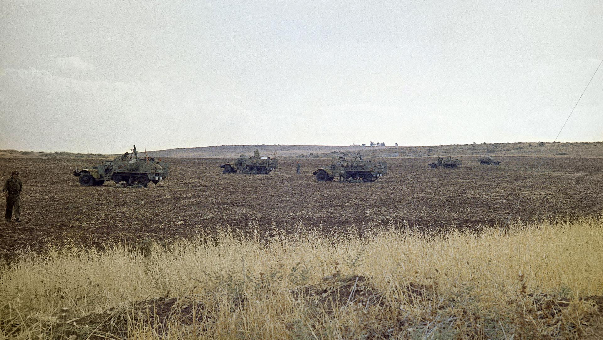 Israeli armor moves along northern point of Syria during the Yom Kippur War of October 1973.