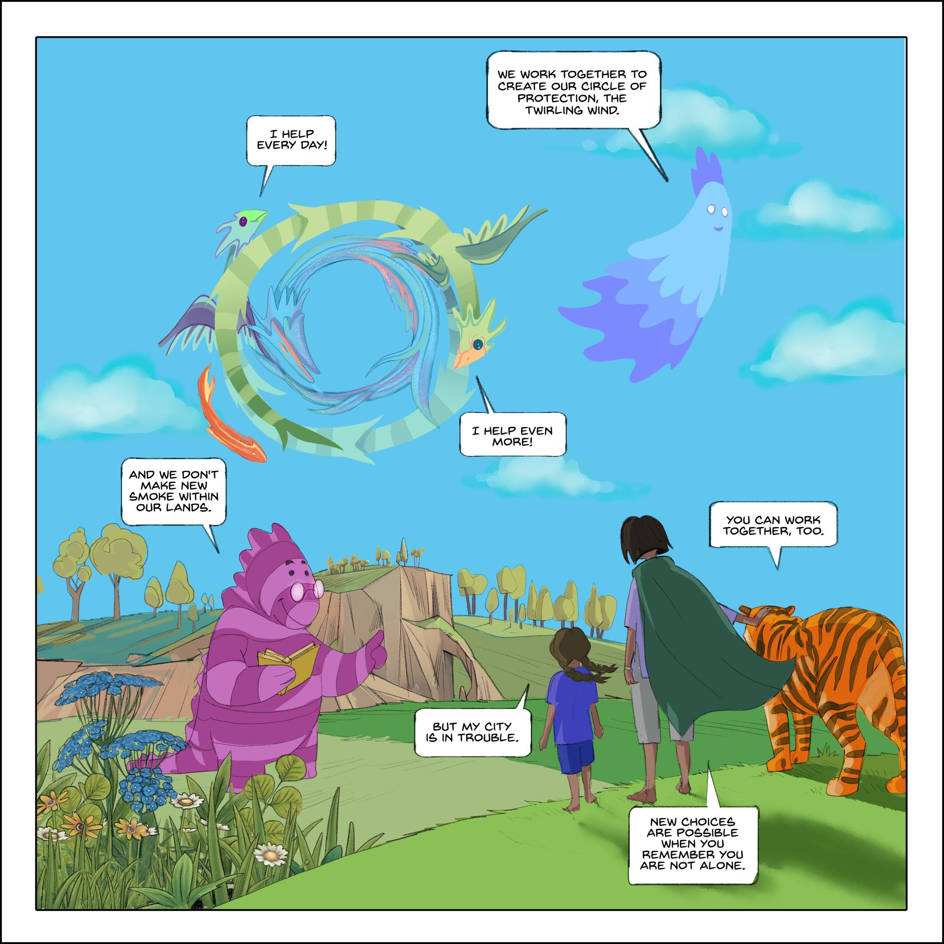 A page from the comic “Priya and the Twirling Wind.”