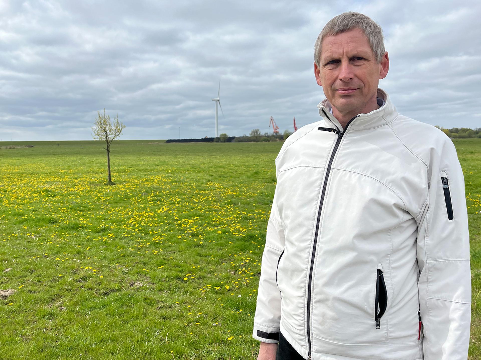 Reinhard Knof near the site of a planned natural gas terminal in Brunsbüttel, Germany