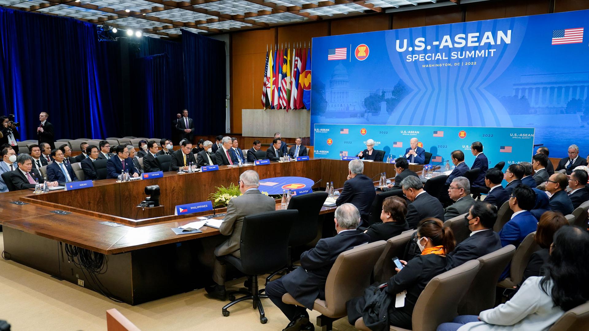 President Joe Biden participates in the US-ASEAN Special Summit to commemorate 45 years of US-ASEAN relations at the State Department in Washington, Friday, May 13, 2022.