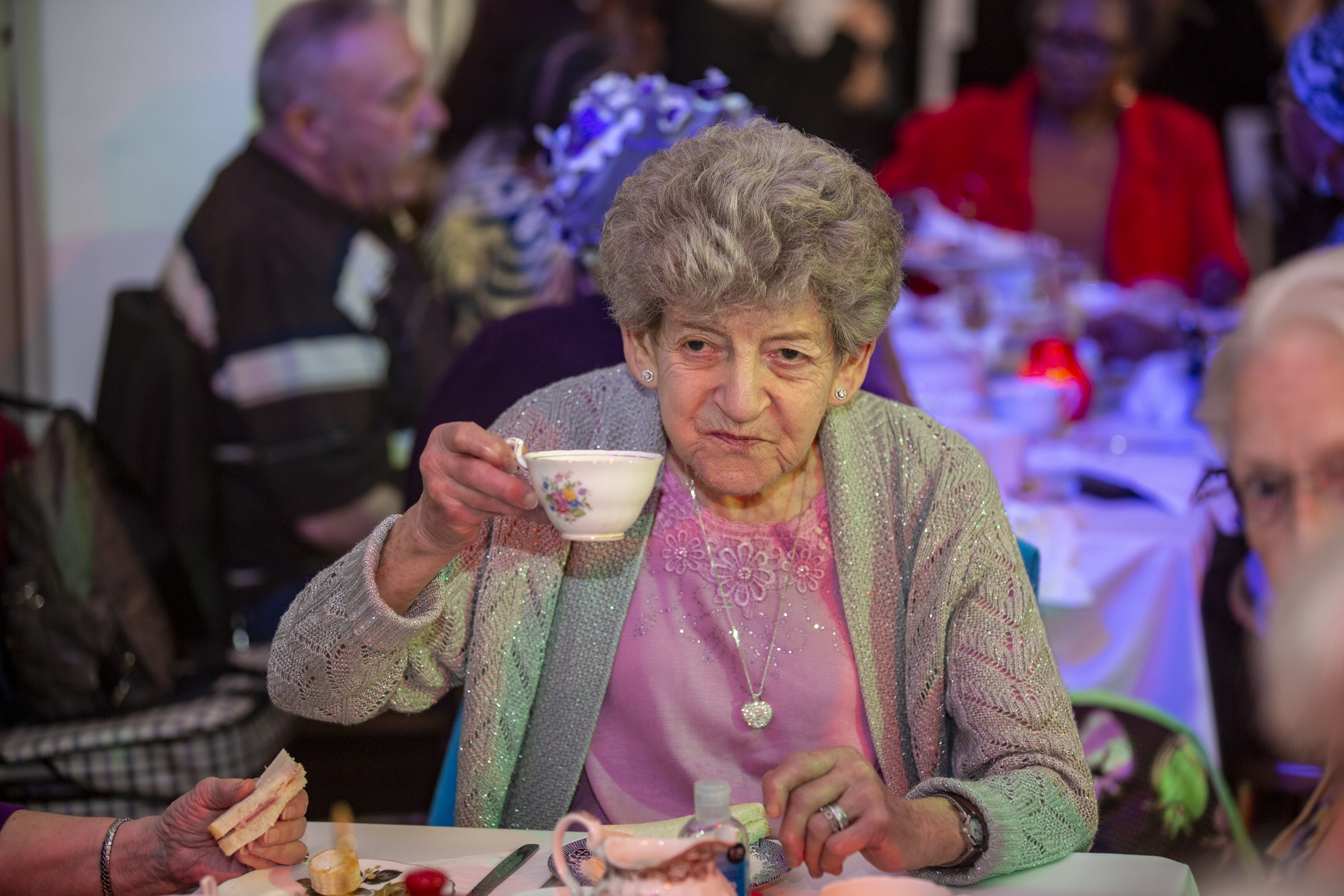 Sylvia Fifer, 85, enjoys tea at The Posh Club.