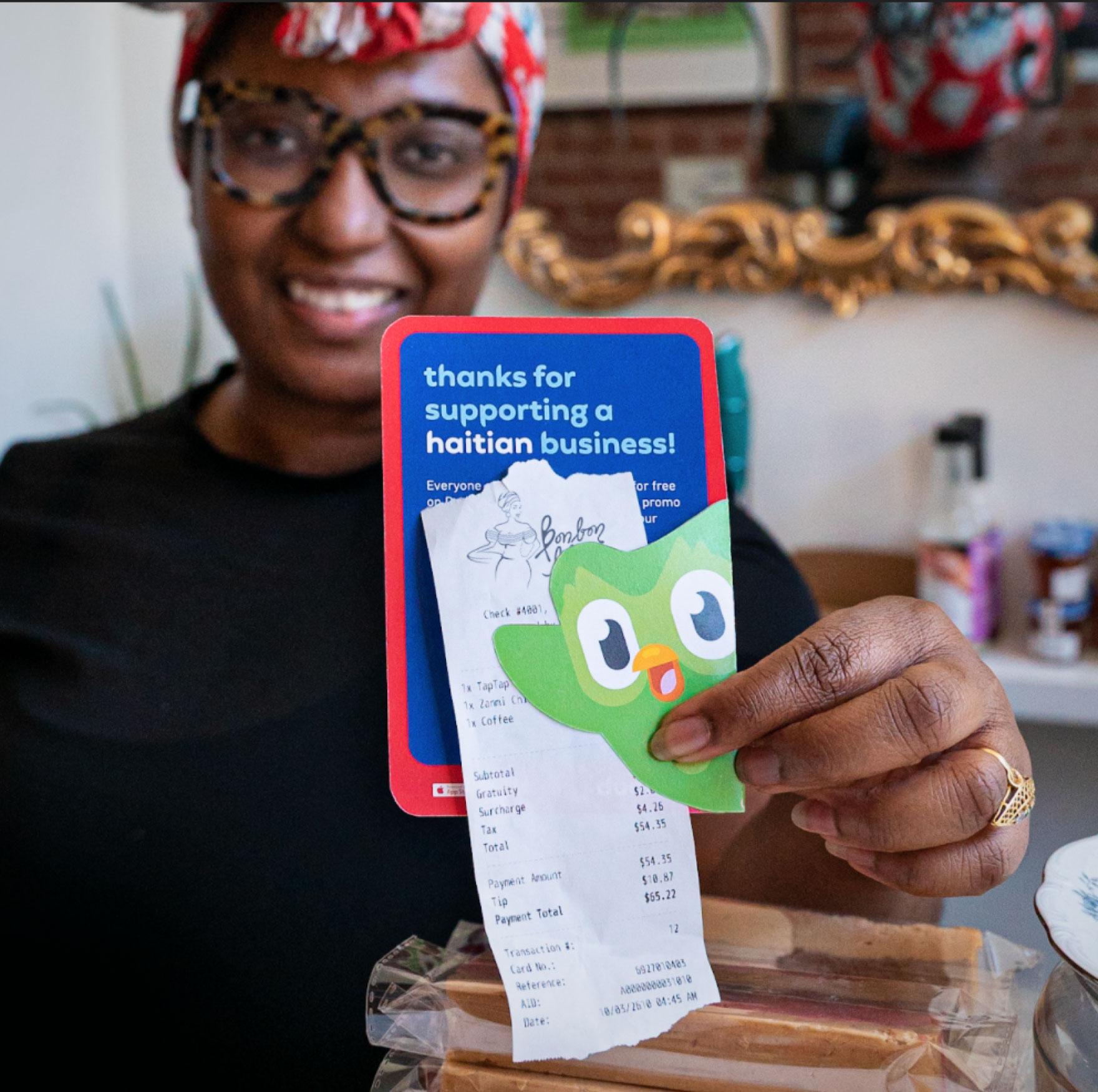 Duolingo partnered with Haitian-run businesses across the county, giving away a free month of the app’s premium subscription service when customers patronize and practice Haitian Creole participating businesses.