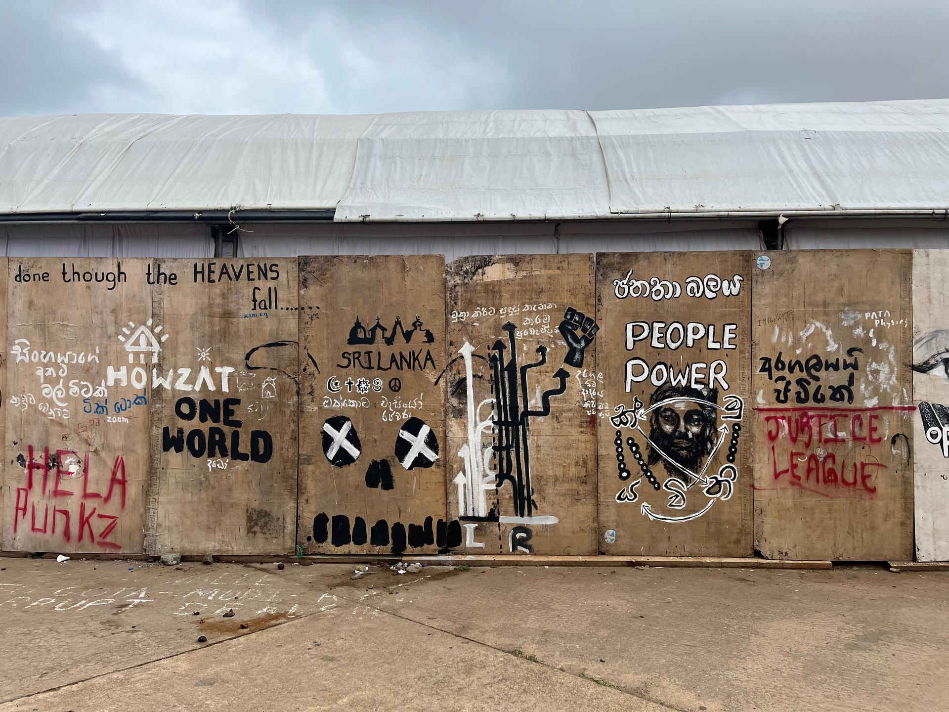 wall at protest camp