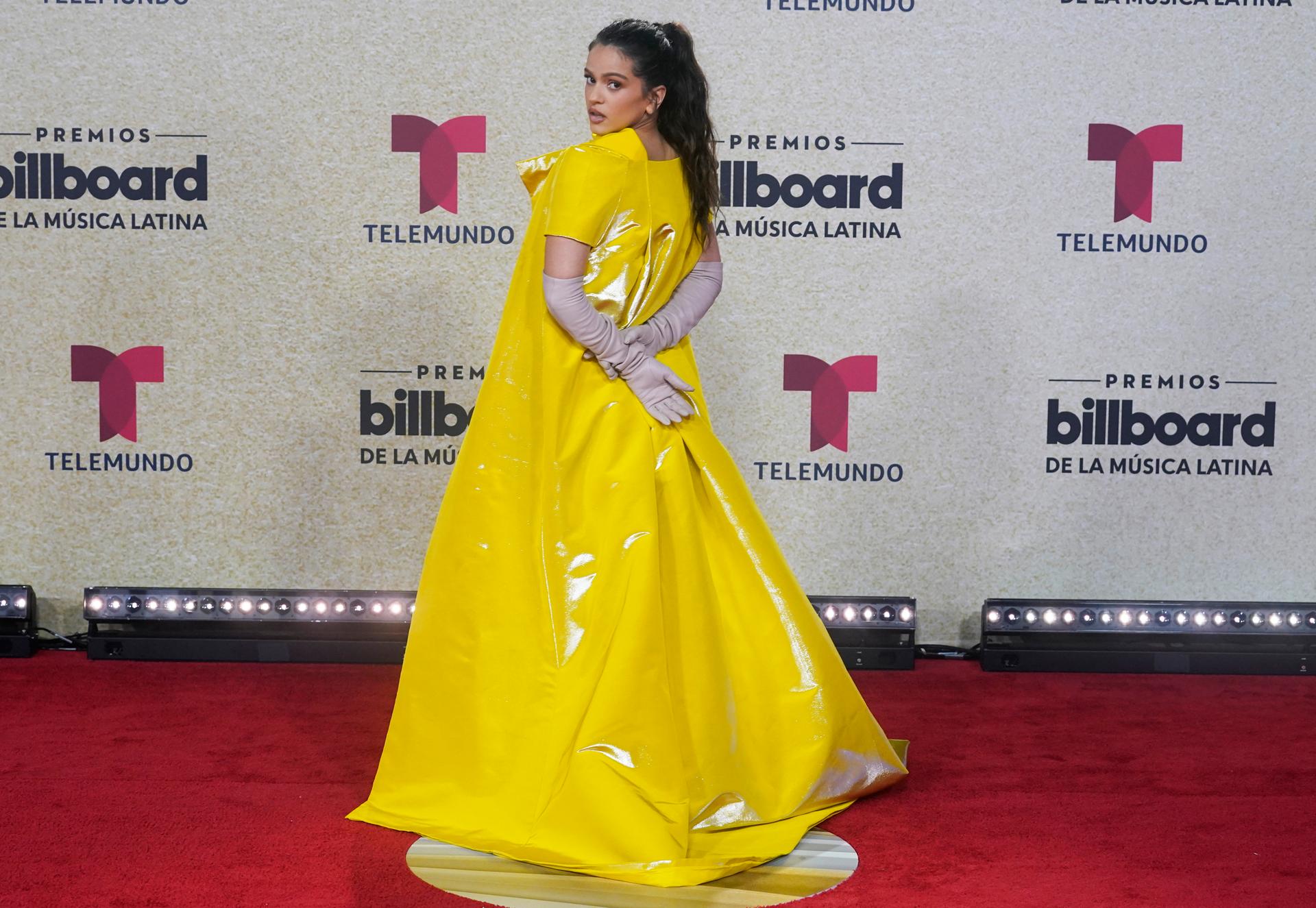 Rosalia arrives at the Billboard Latin Music Awards at the Watsco Center in Coral Gables, Fla.