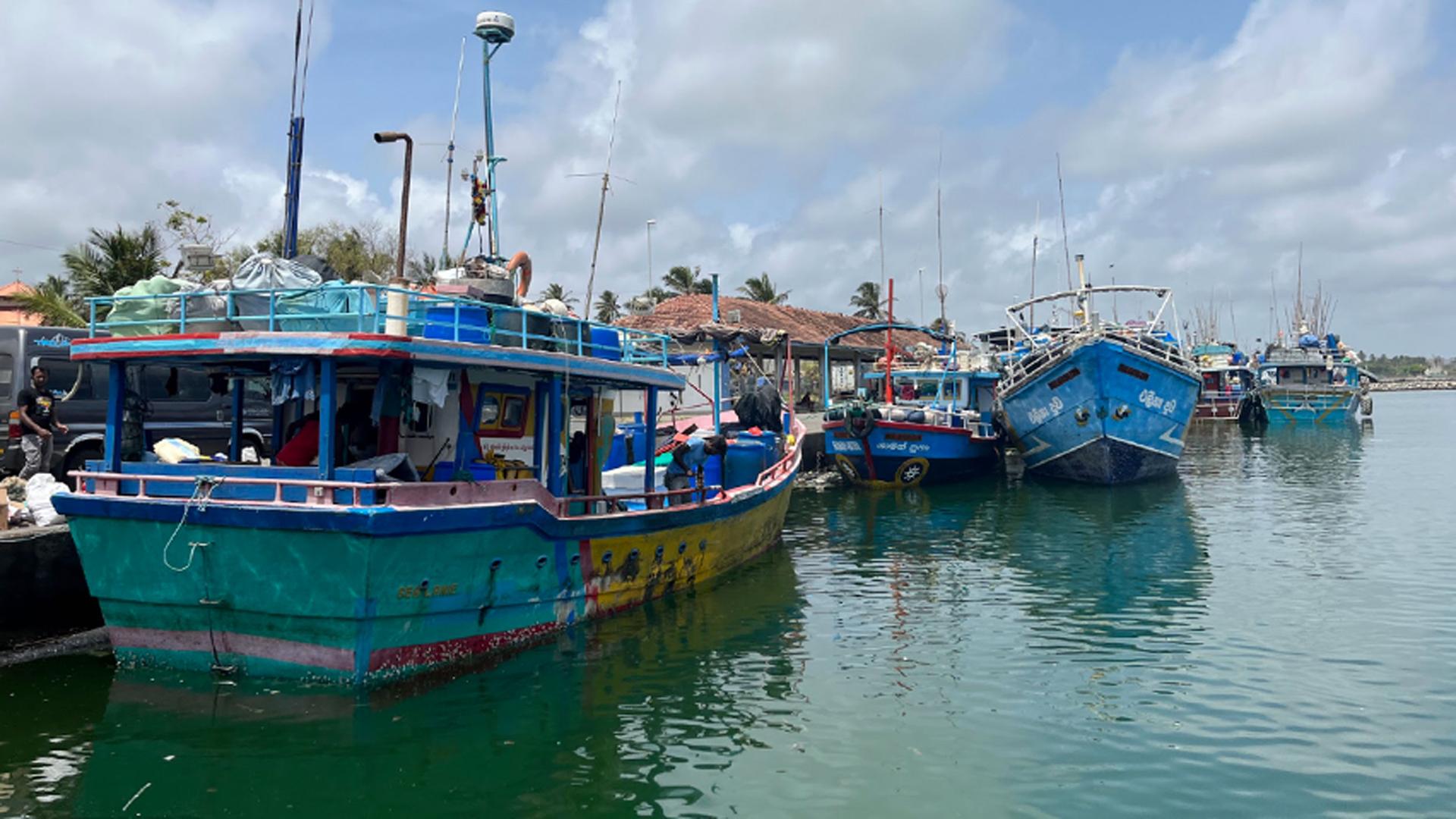 Double the usual number of fishing boats are seen at the Dikkowita Fisheries Harbor, a main harbor in the Colombo area of Sri Lanka