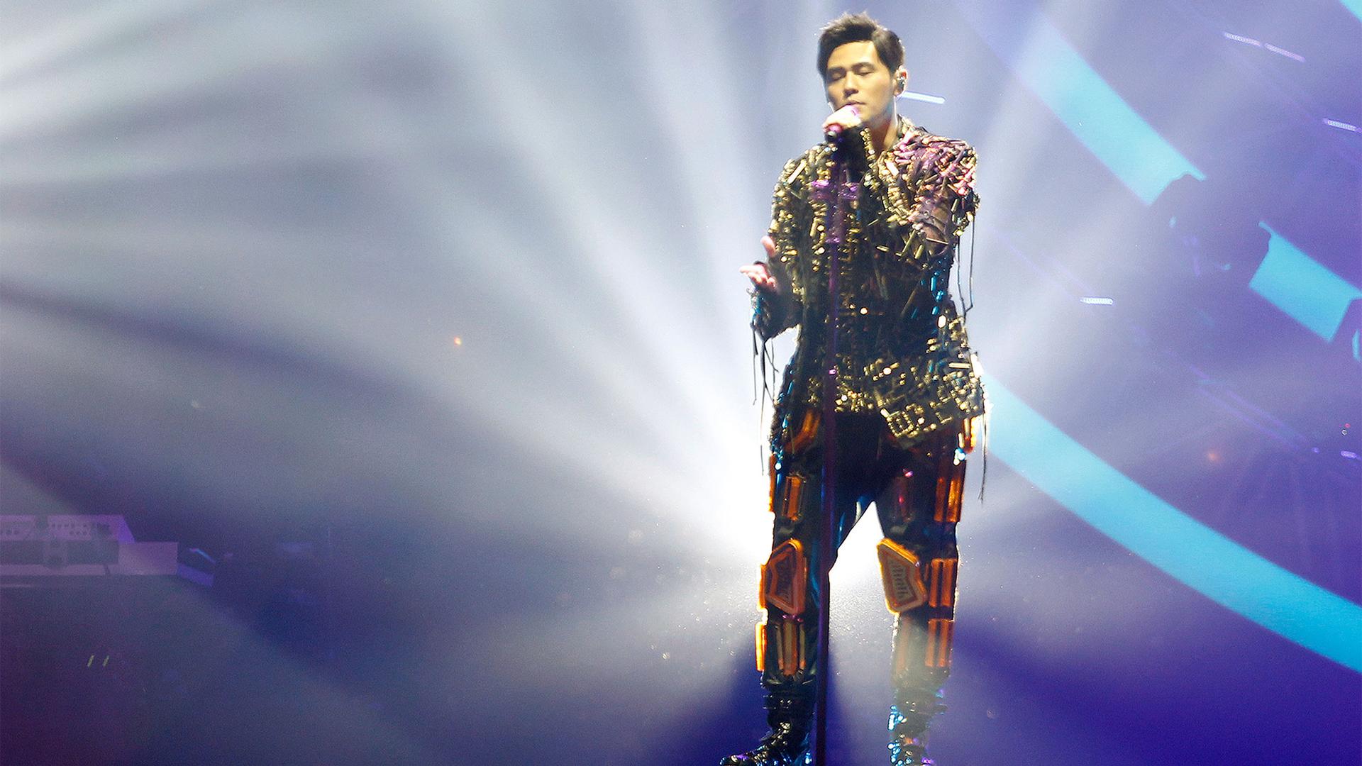 Famed Taiwanese singer Jay Chou performs during his concert "The Invincible" in Taipei, Taiwan