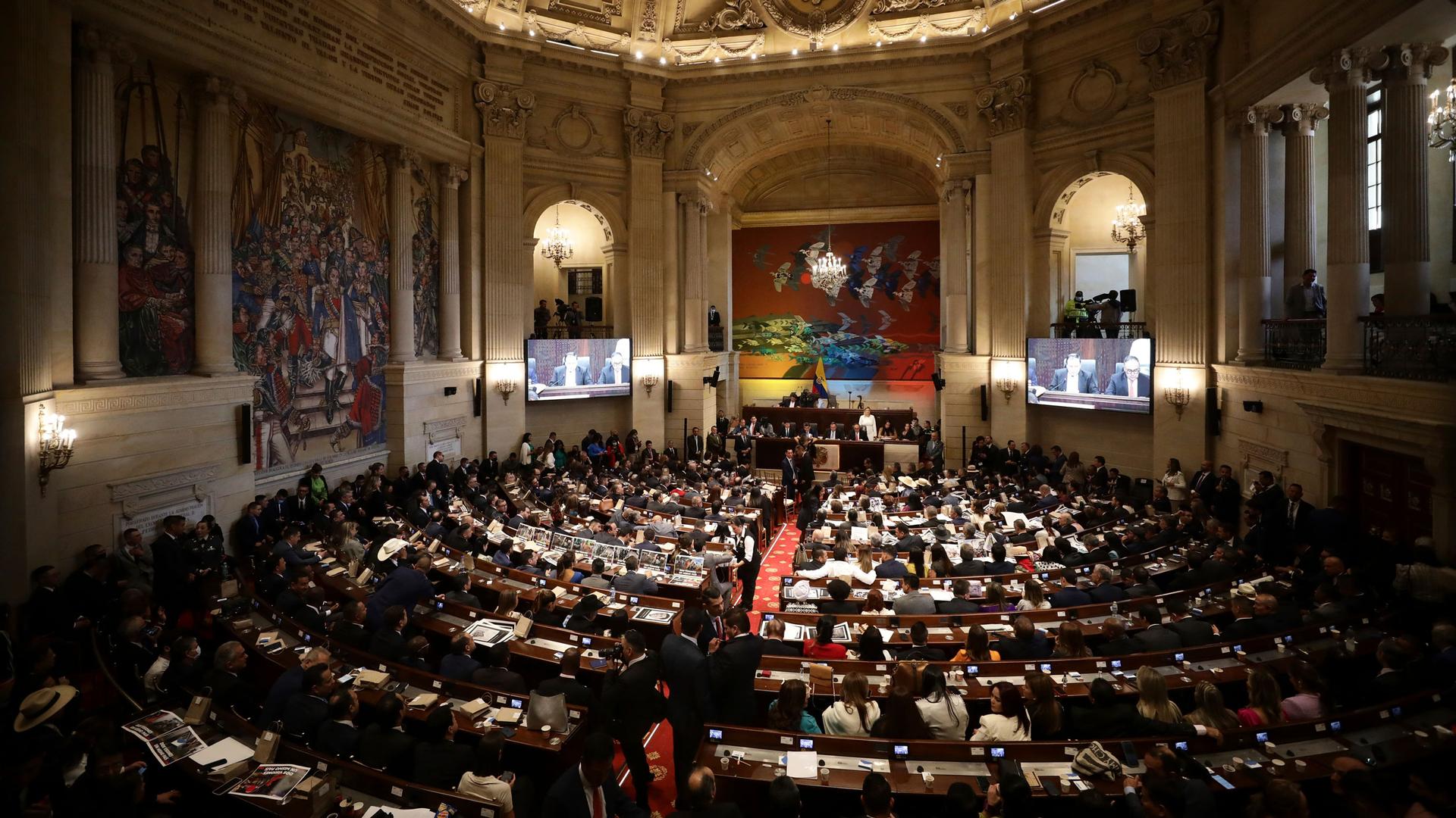 Lawmakers attend the inauguration of the congressional session in Bogota, Colombia, Wednesday, July 20, 2022. 