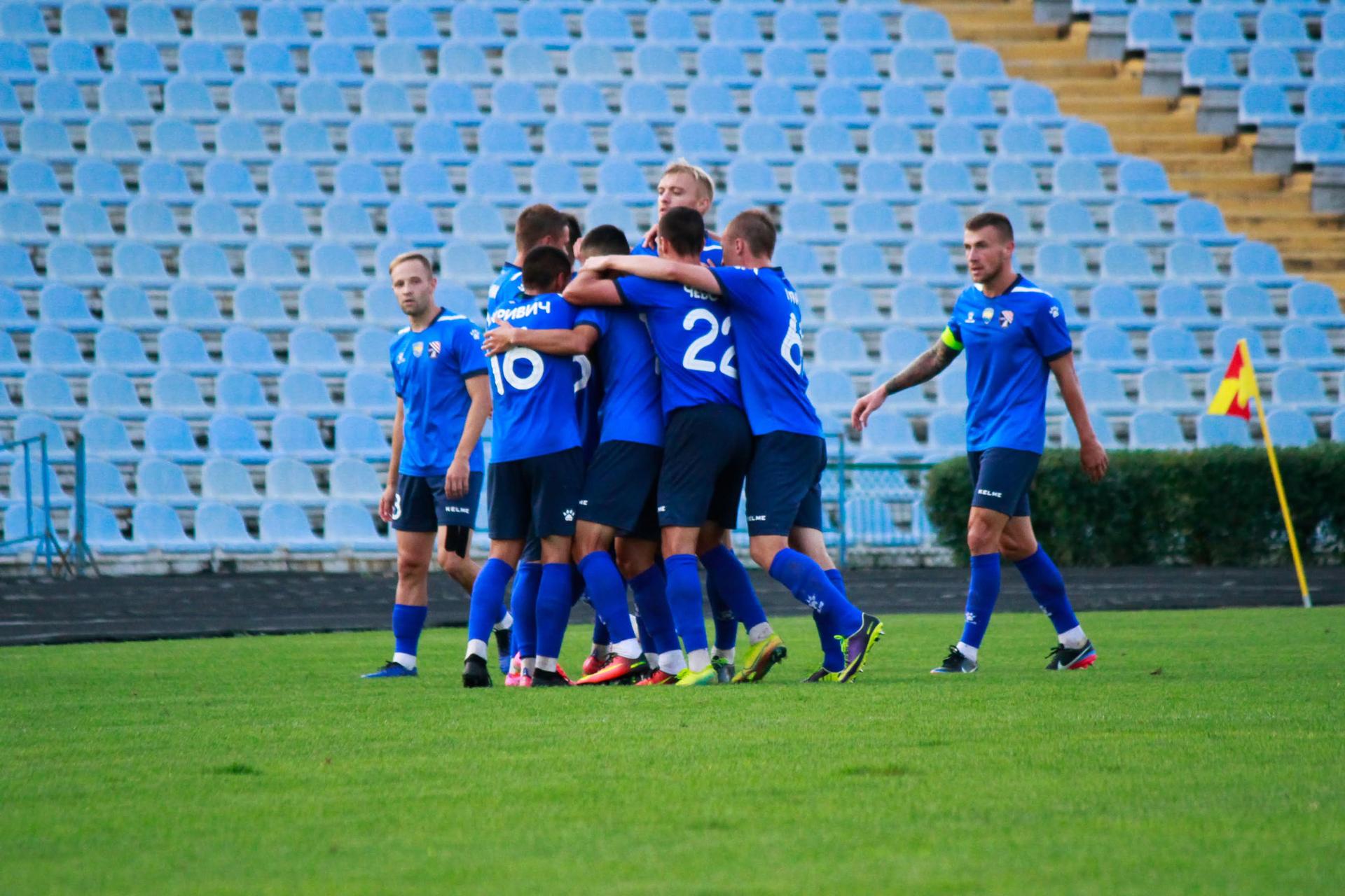 Players from Tavriya Simferopol huddle together at a match earlier this year.