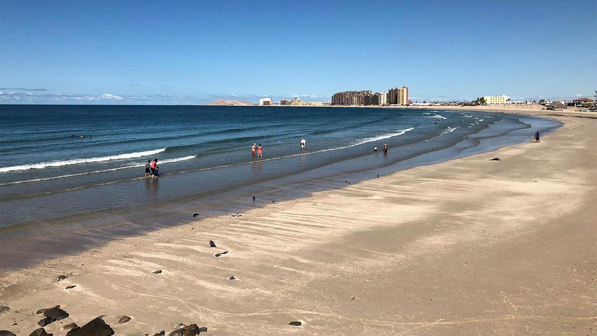 The beach at the popular tourist resort of Puerto Peñasco in the state of Sonora, Mexico, September 2018.