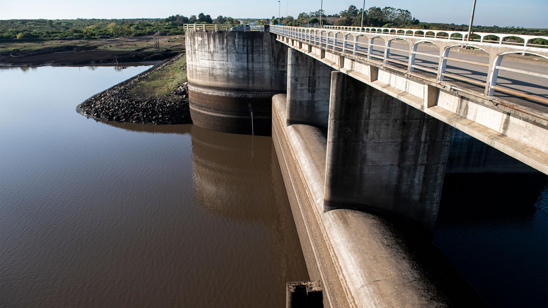 Low water levels are seen at the Paso Severino dam, which supplies water to the city of Montevideo and adjacent metropolitan areas, Uruguay, May 15, 2023.
