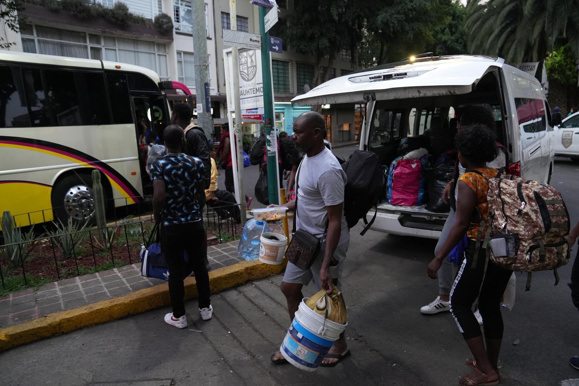 Haitian migrants were loaded onto buses and taken to a recently opened shelter on the outskirts of Mexico City.