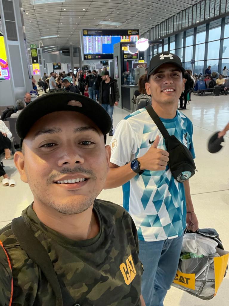 Jose Antonio Potes, (right) and his friend Manuel Castrillon, made a stopover in Panama City, before arriving in El Salvador in January.