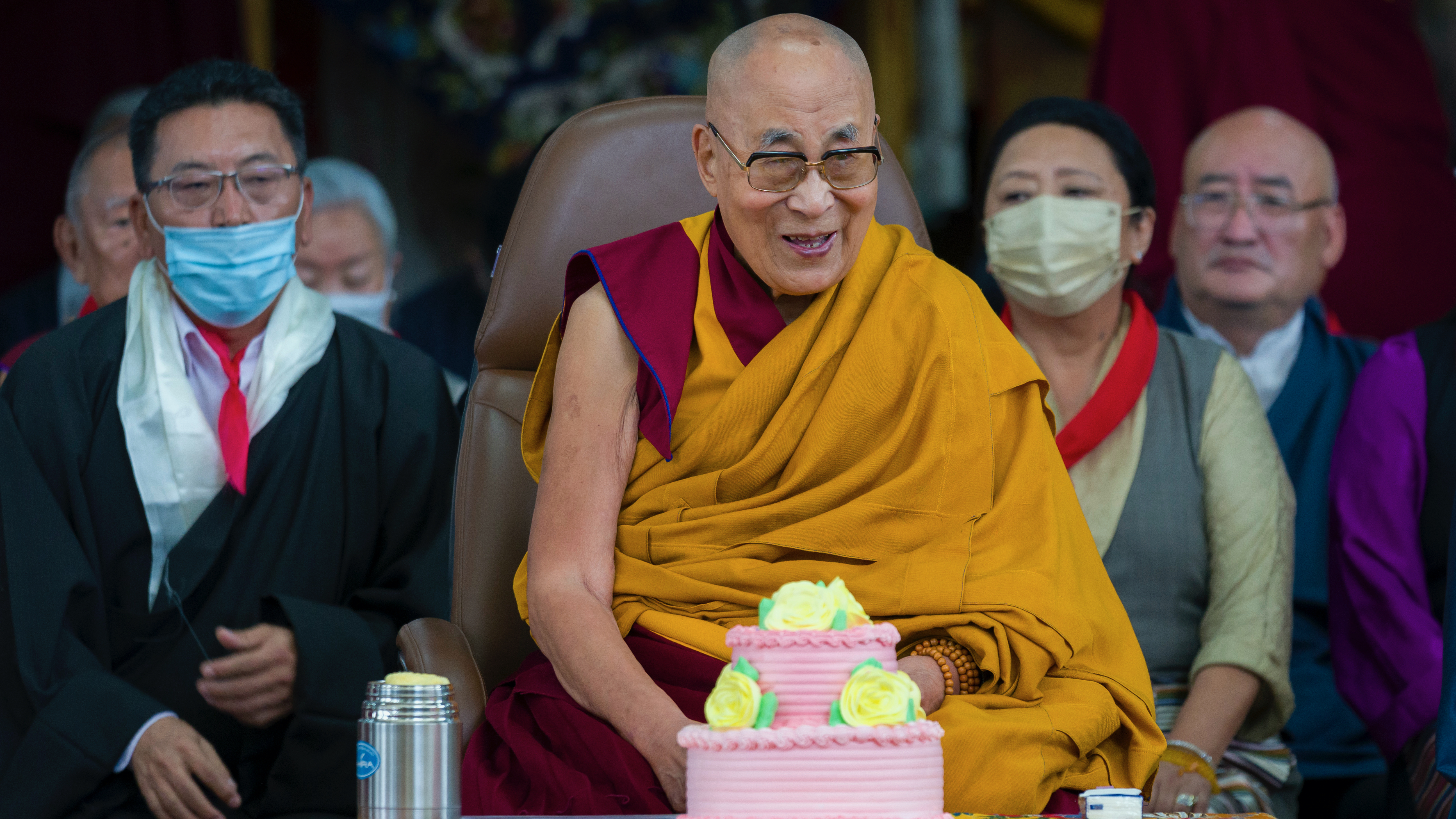 Dalai Lama and cake