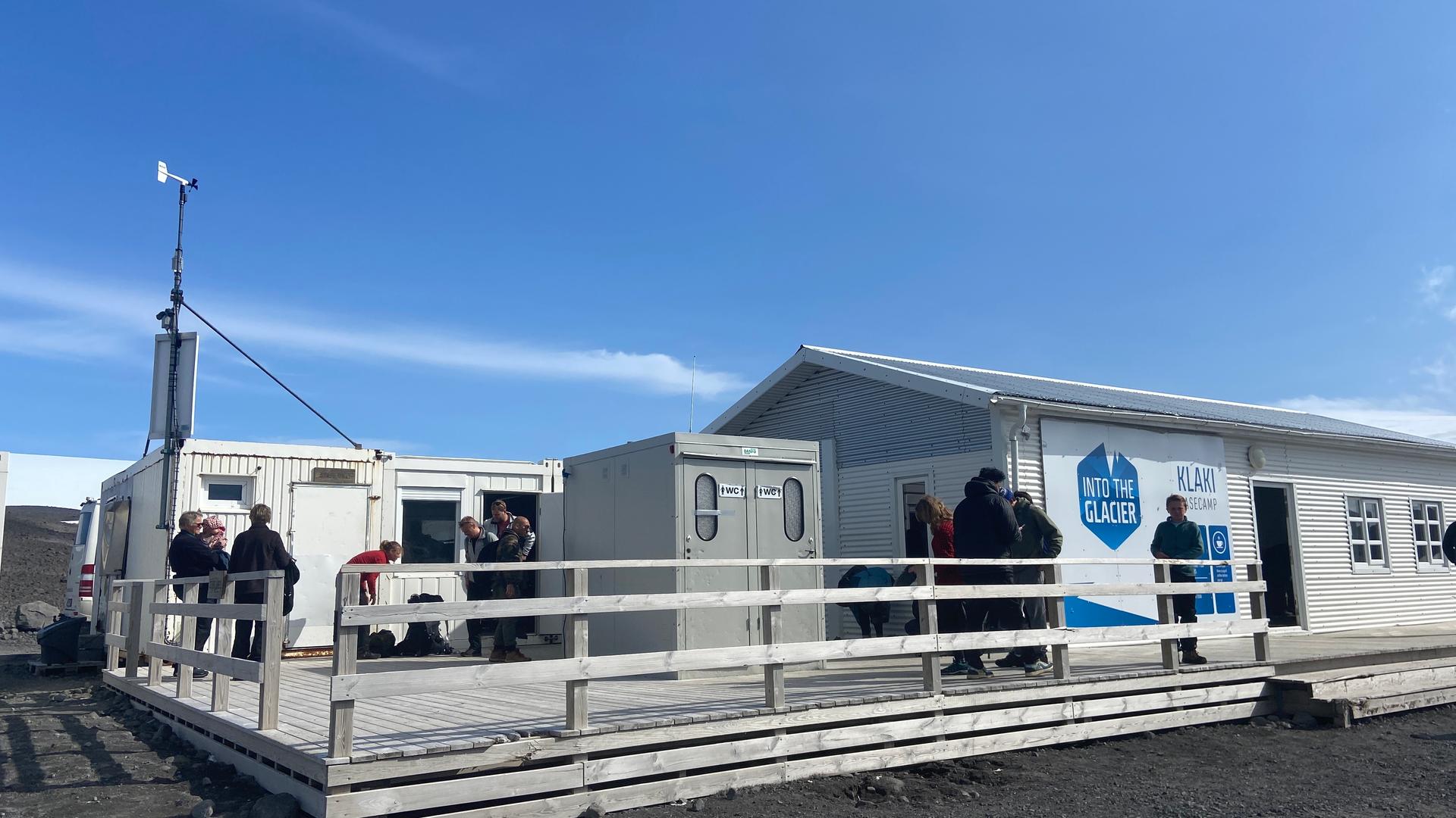 Millions of tourists come to base camps like this one, at Langjökull, to hike on the glaciers. About 10% of Iceland is still covered in ice.