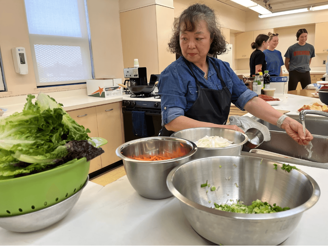 Seon Joo Oh lines up the ingredients her class will use to make beef bulgogi.