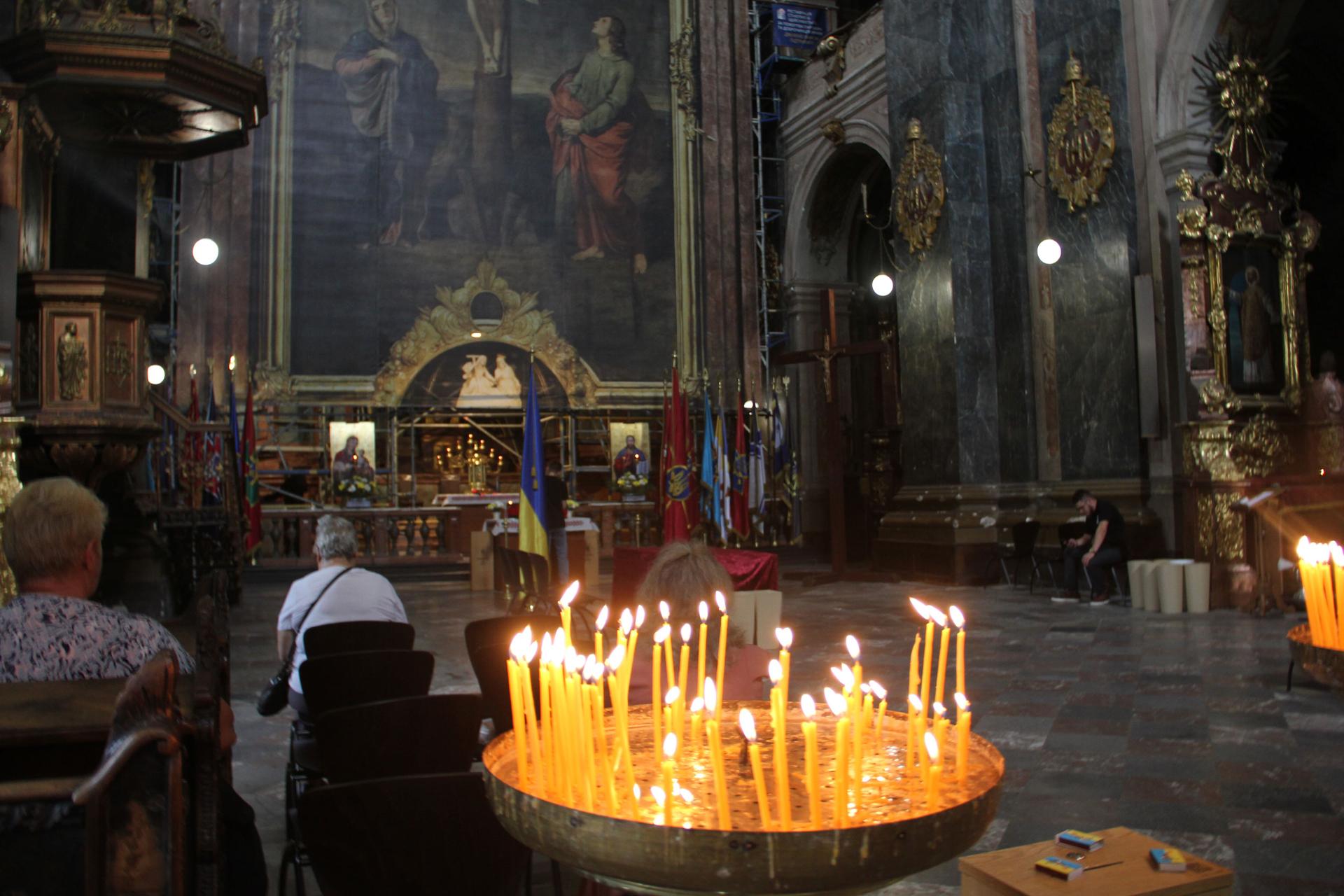 The interior of Saints Peter and Paul Garrison Church, Lviv, Ukraine.