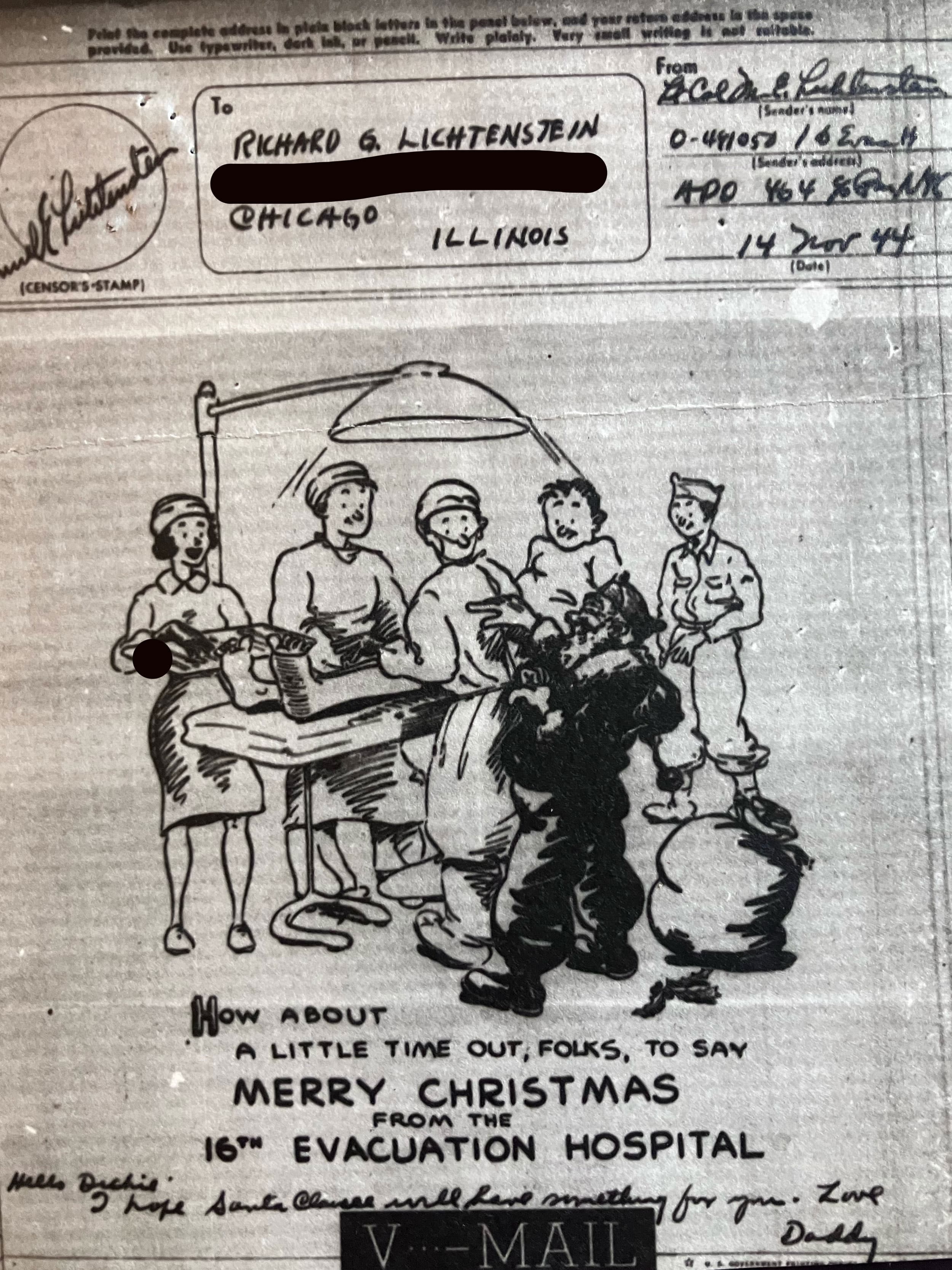 A Christmas greeting from Manuel E. Lichtenstein sent via