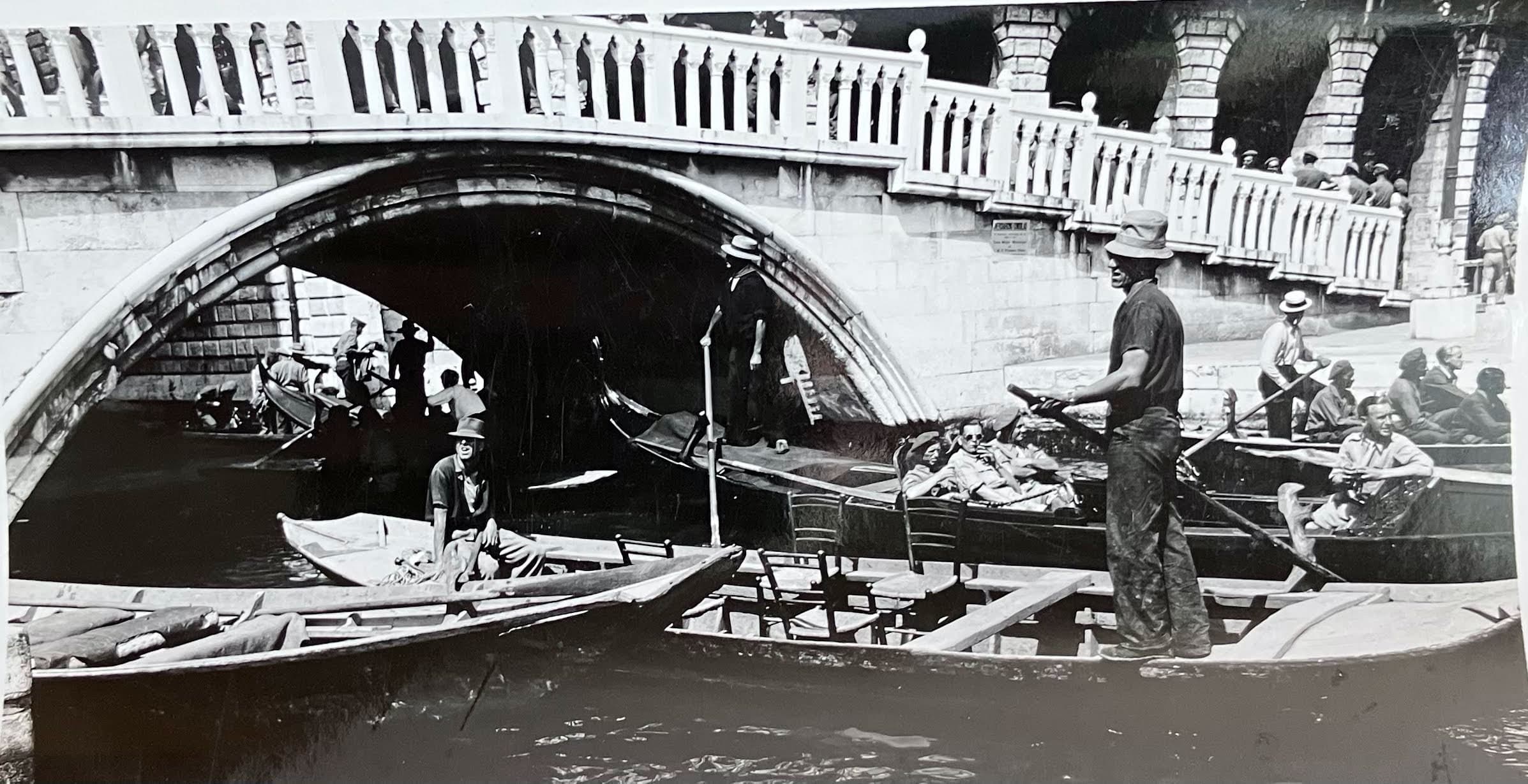 Soldiers take a ride on gondolas on a day off in Venice, Italy, 1944.