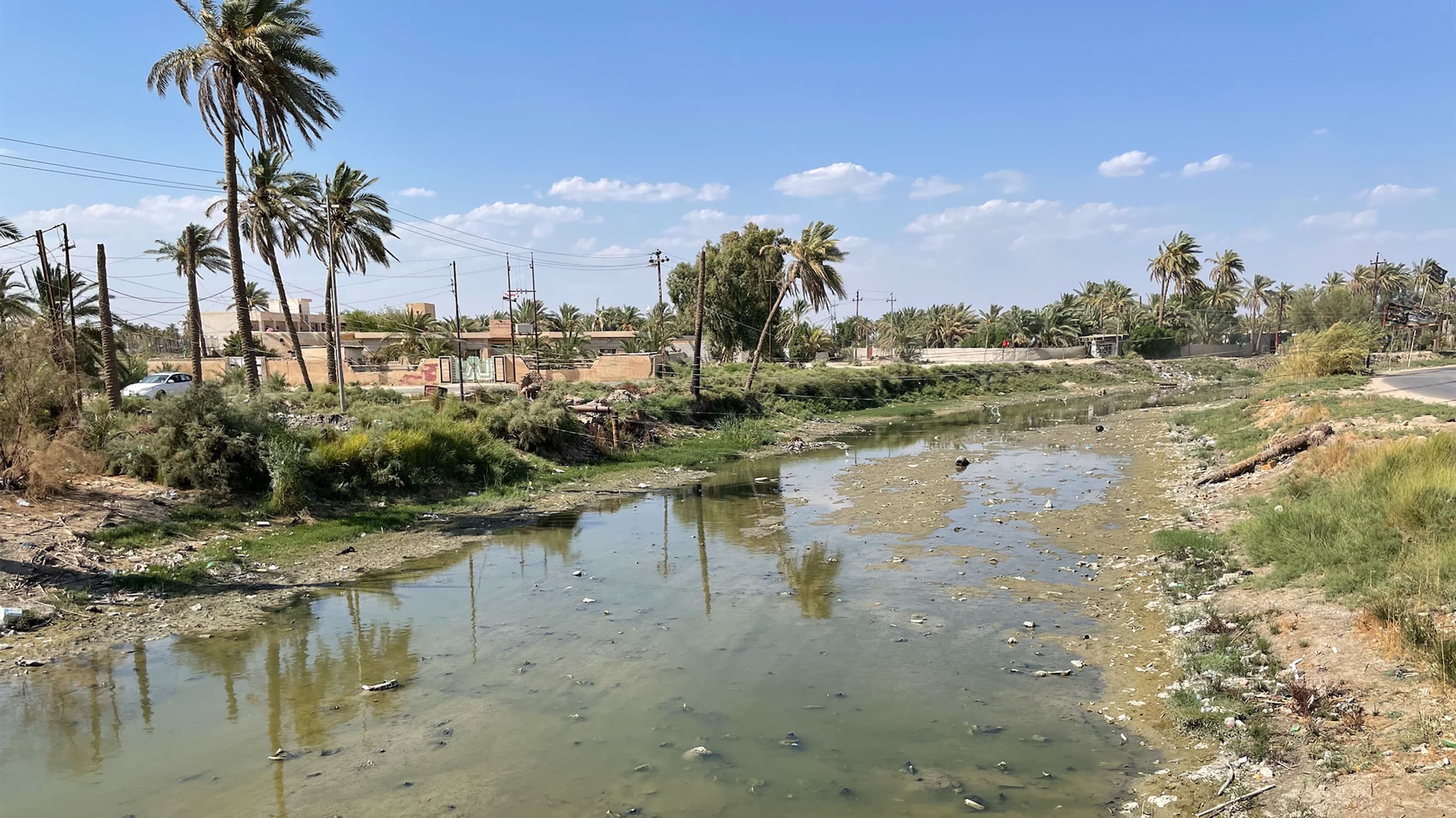 Water sources drying up near Salah Fareeq Al-Feroun's farm, Al-Meshkhab, Najaf Province, Iraq, Aug. 30, 2023.