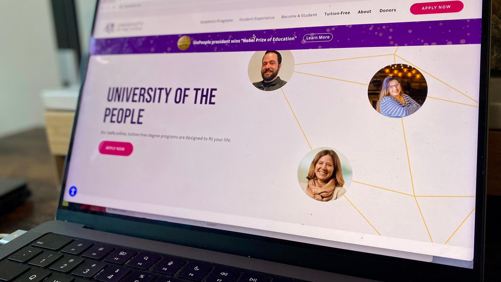 Photo of a webpage of the University of the People home site