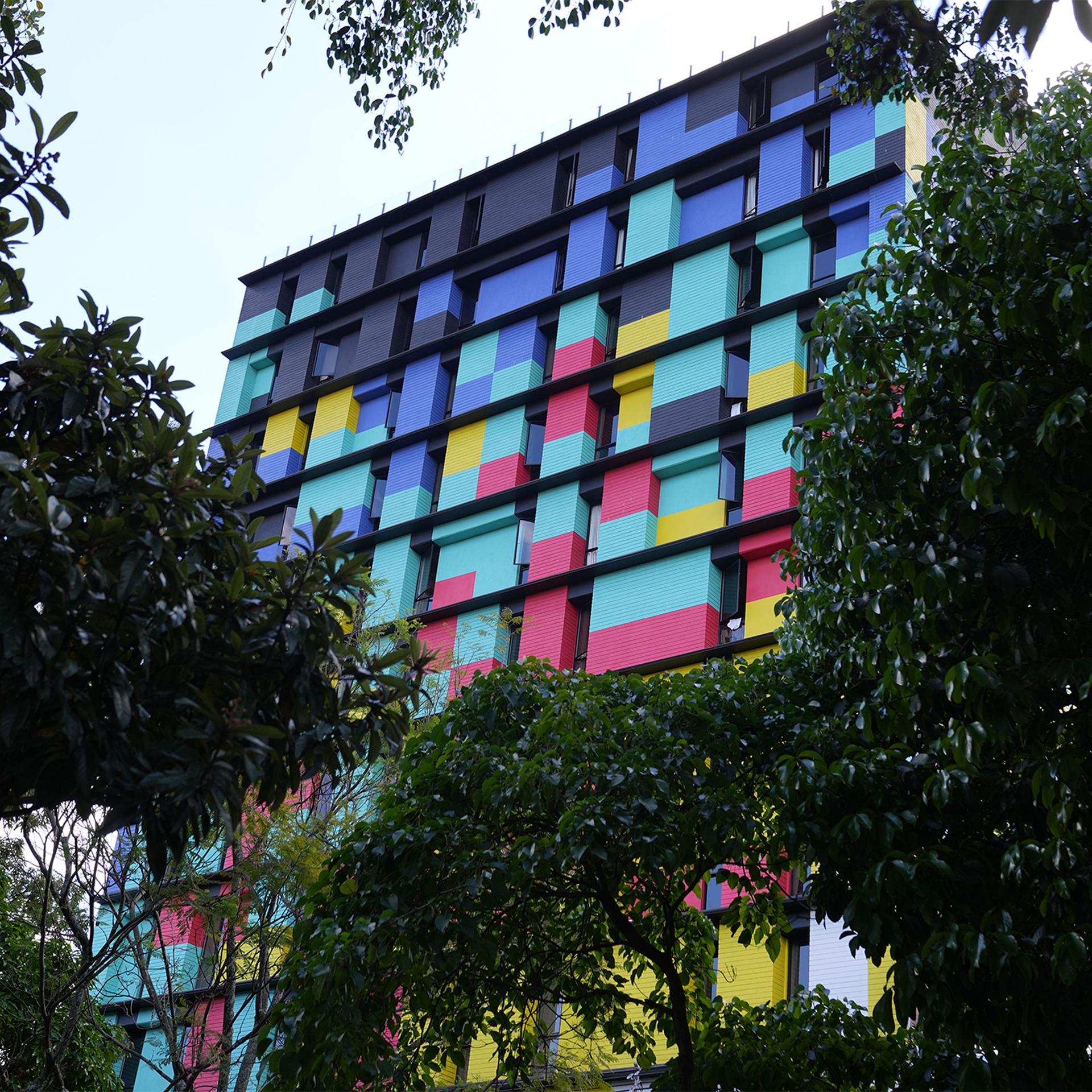 A new building in Laureles functions as a co-living and co-working space, and is set up mostly for short-term rentals.