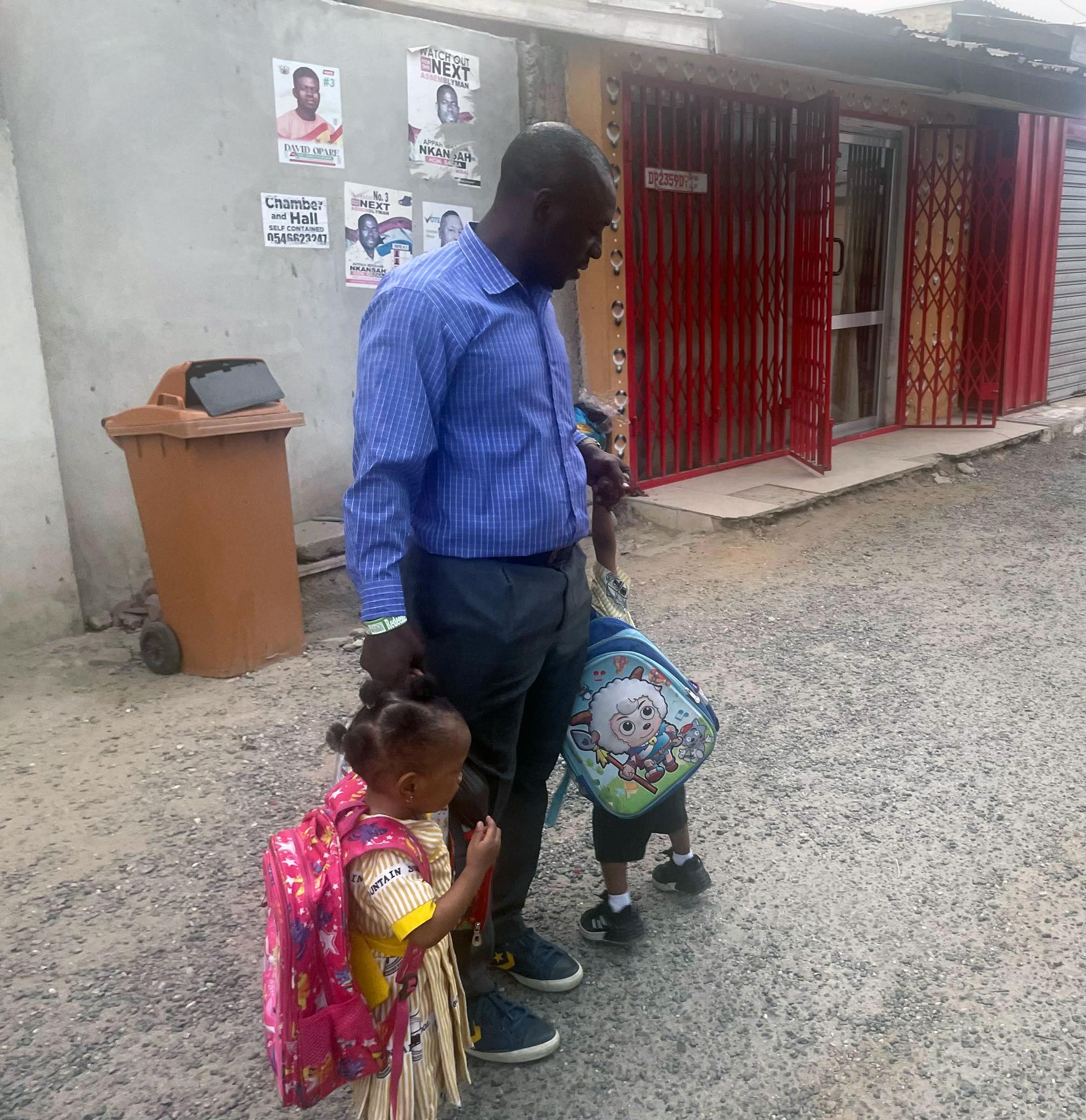 Emmanuel Osei Waziri is dropping off his children at school. He said he’s concerned about Accra’s worsening air quality.
