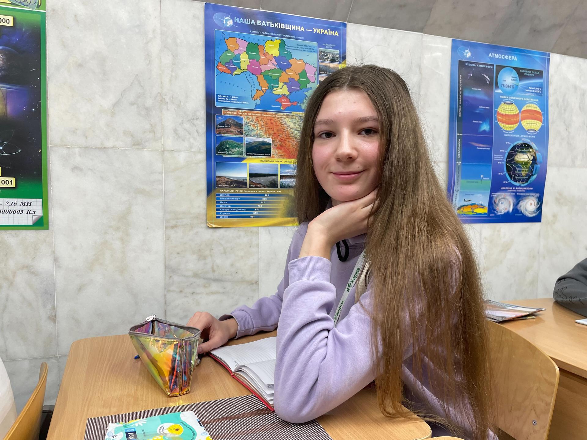Anastasiia Doroshenko is a 9th grader who studies in Kharkiv's underground school system.