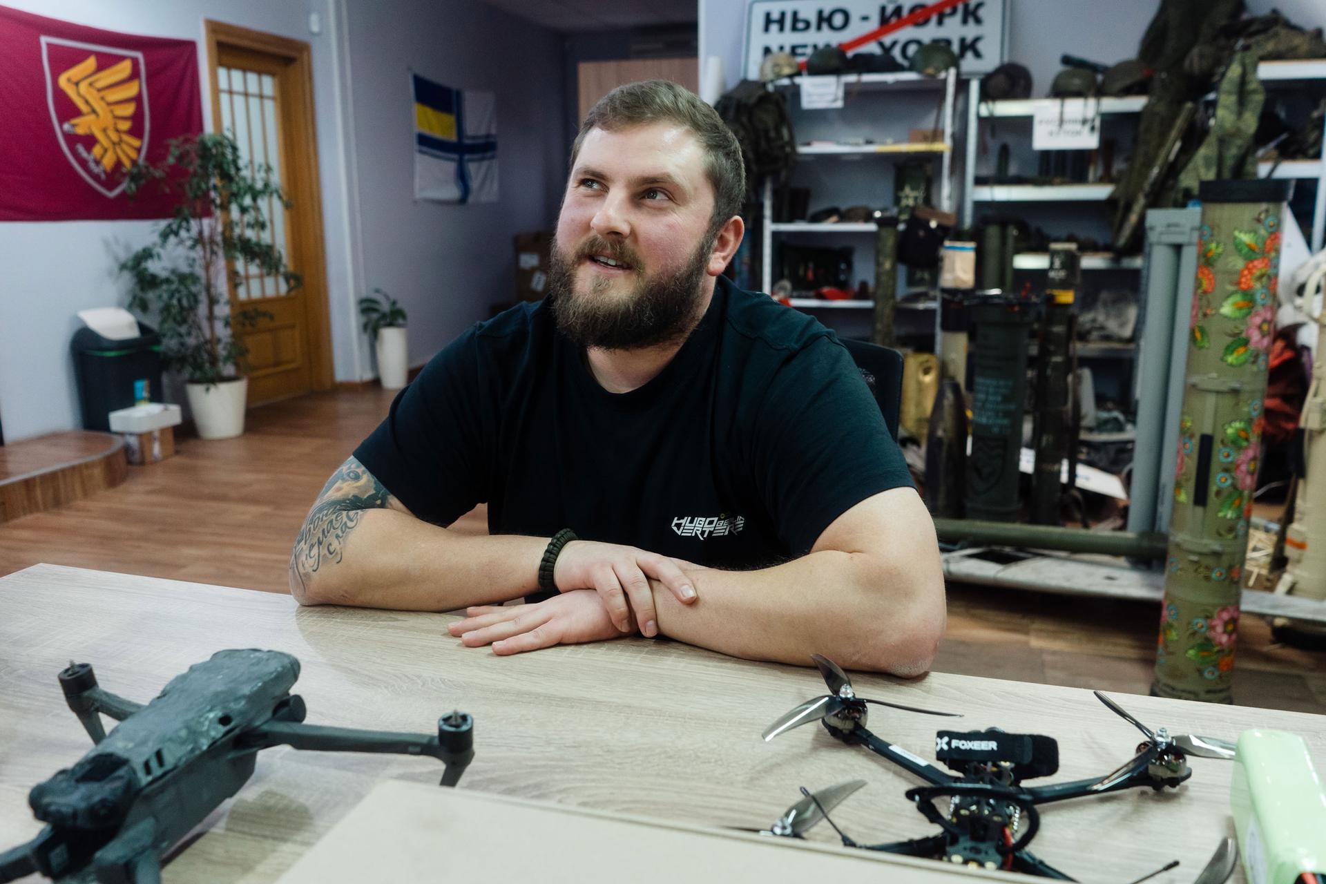 Bohdan Danyliv, the drone project coordinator with the Prytula Foundation, a Kyiv-based non-profit that helps provide equipment for the Ukrainian military.