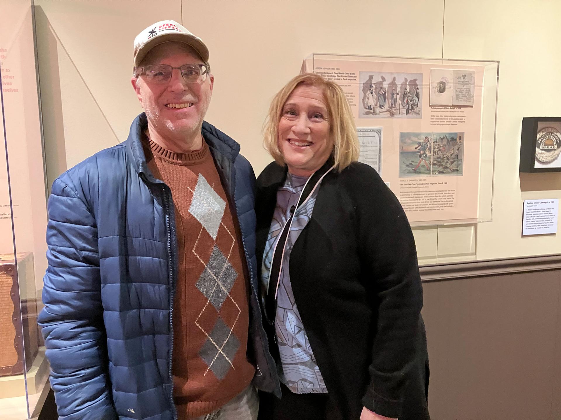 Jan Mosoff (right), with her husband, Ron Mosoff (left) at the exhibit 
