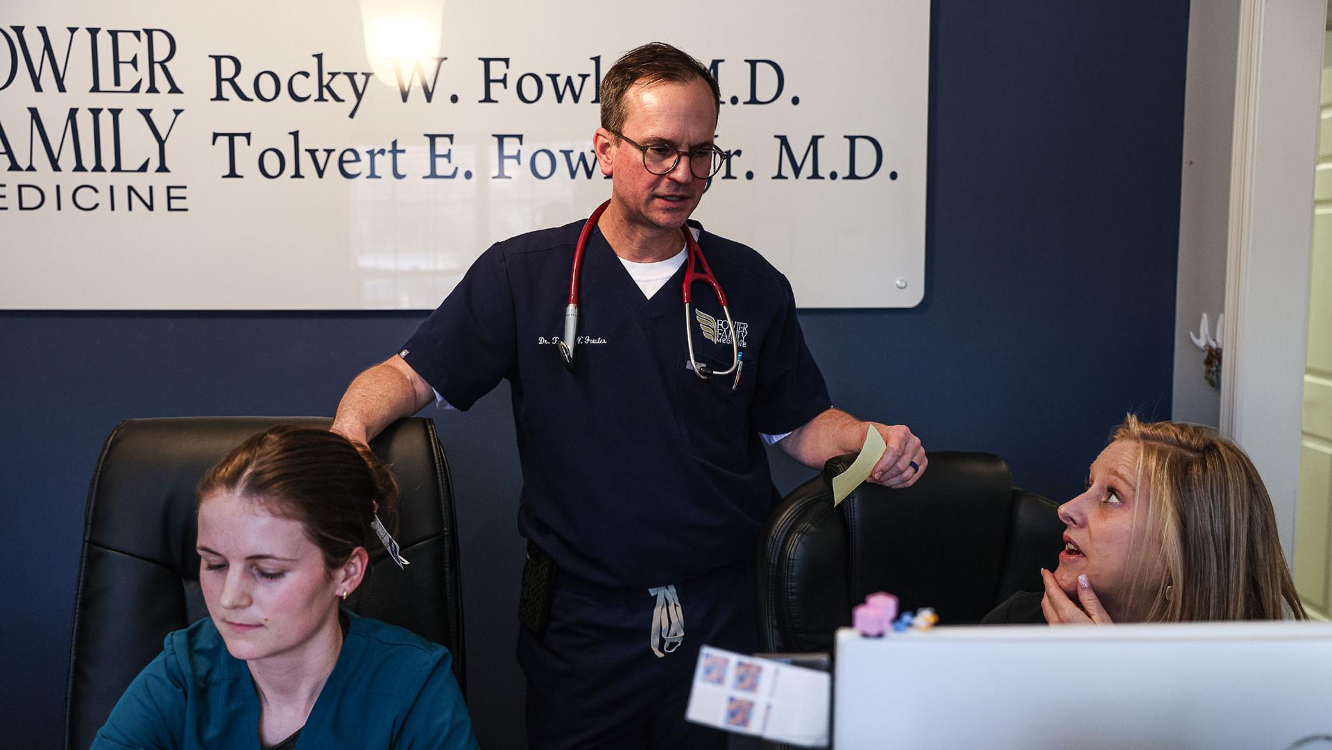 Dr. Rocky Fowler at his private family practice in Harrisonburg, Virginia.