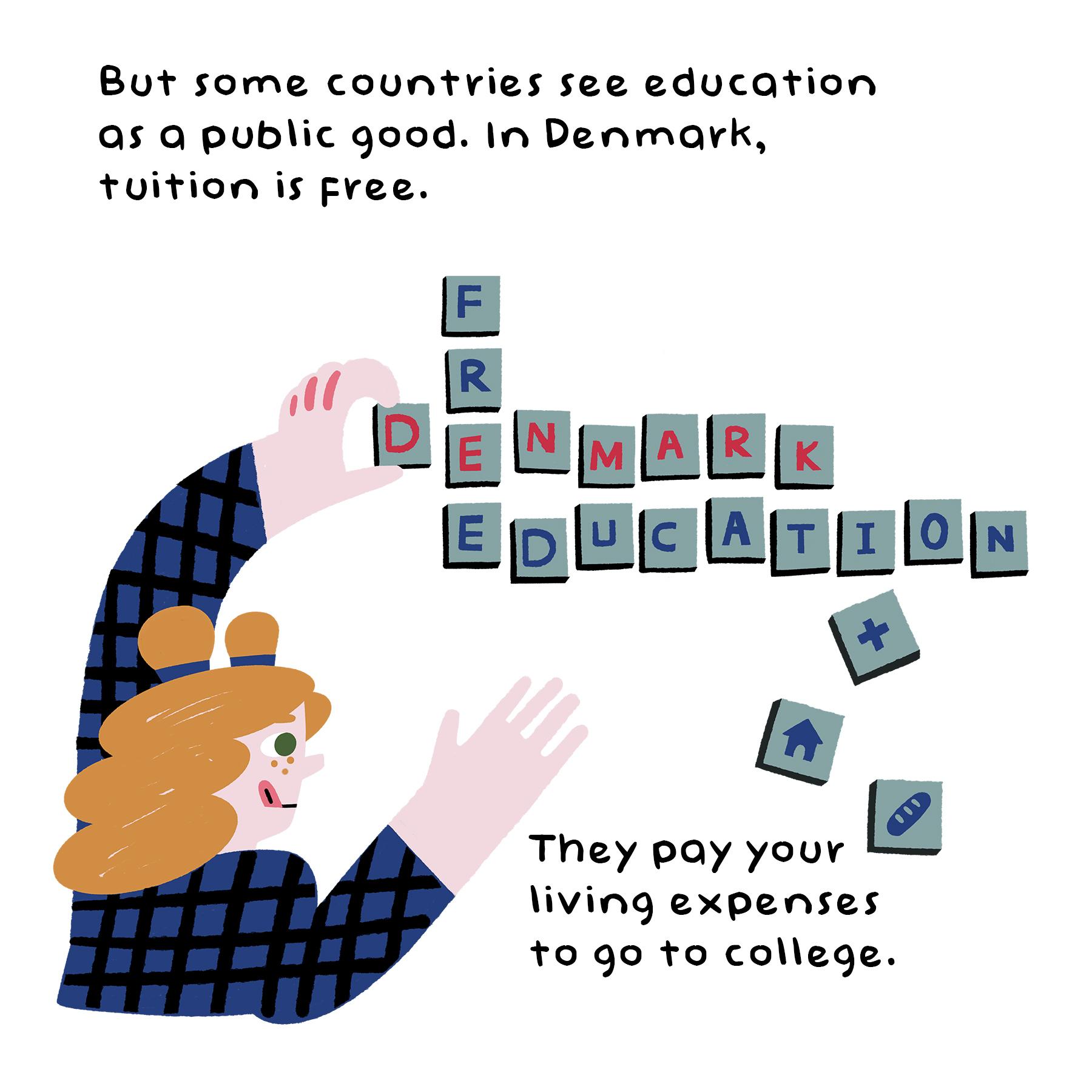 Illustration representing college student debt and payment