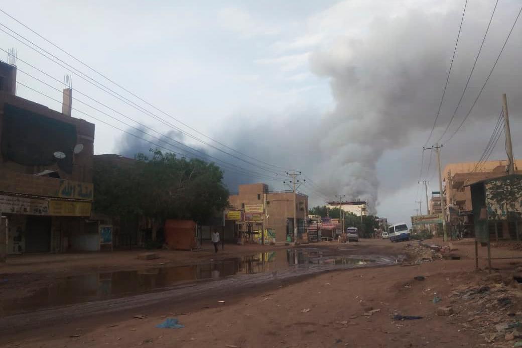Smoke rises over Khartoum, Sudan, Wednesday, June 7, 2023.