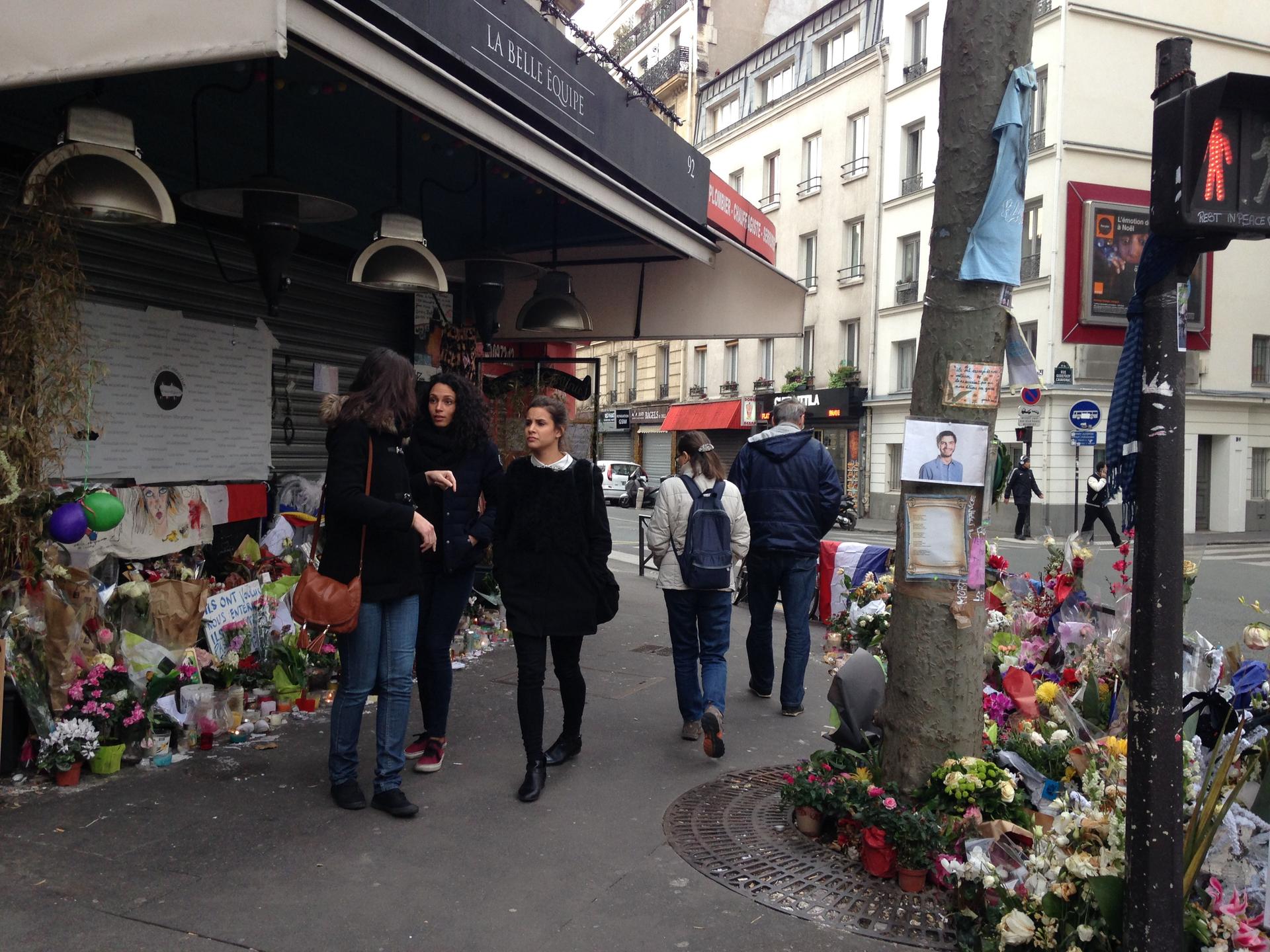 Memorials at the site of one of the attacks, December 2015
